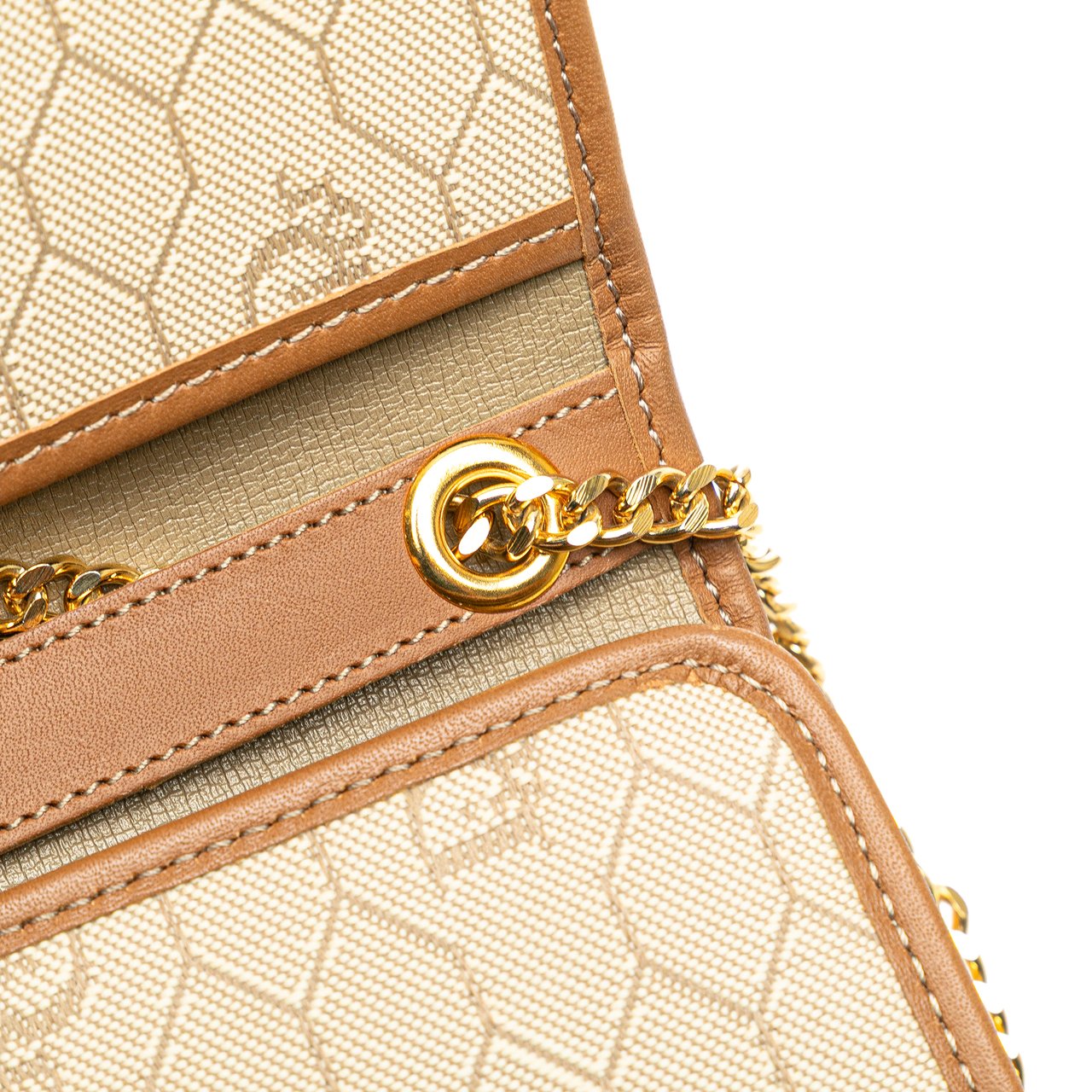 Dior Honeycomb Canvas Chain Shoulder Bag Bruin
