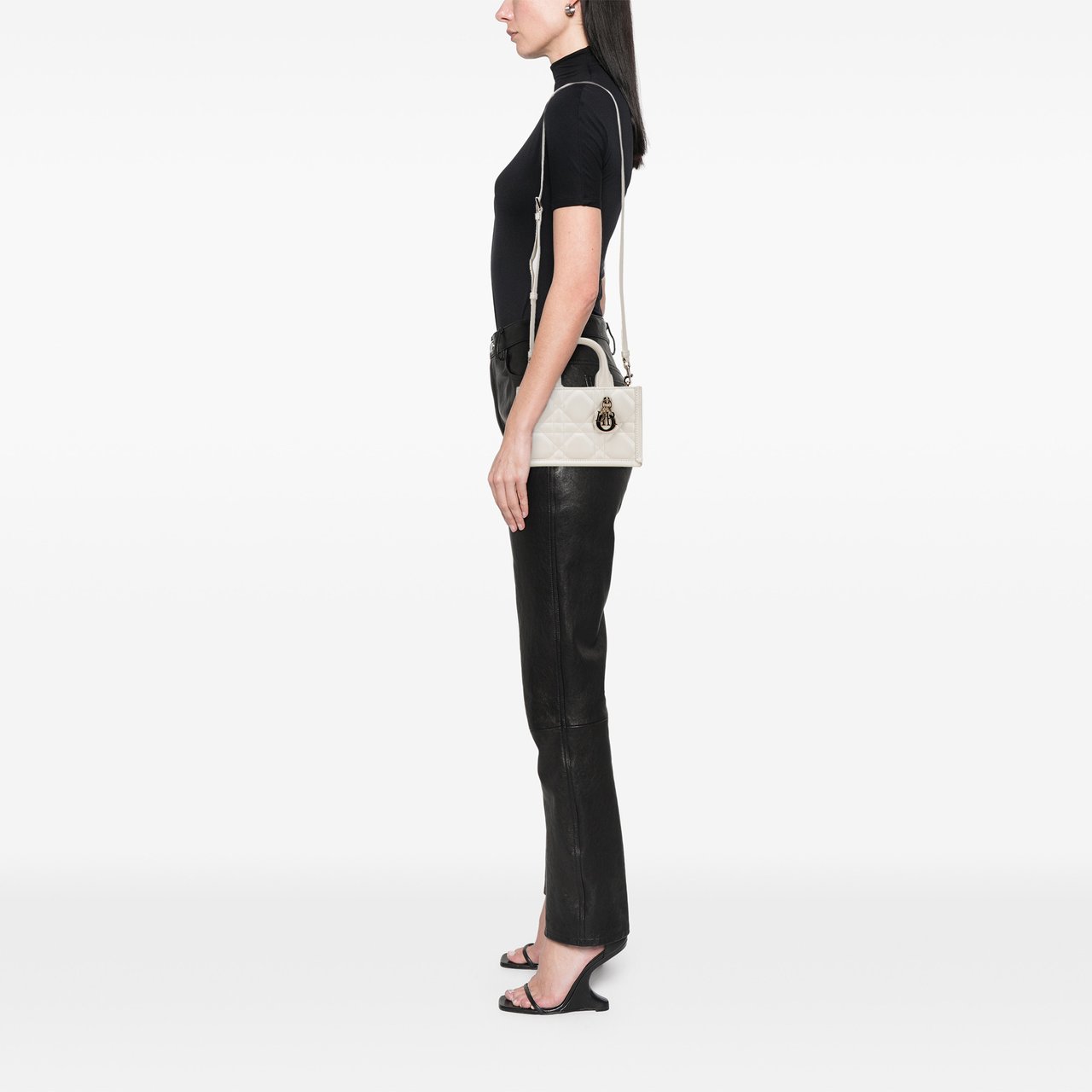 Dior Mini Calfskin Macrocannage Book Tote Wit