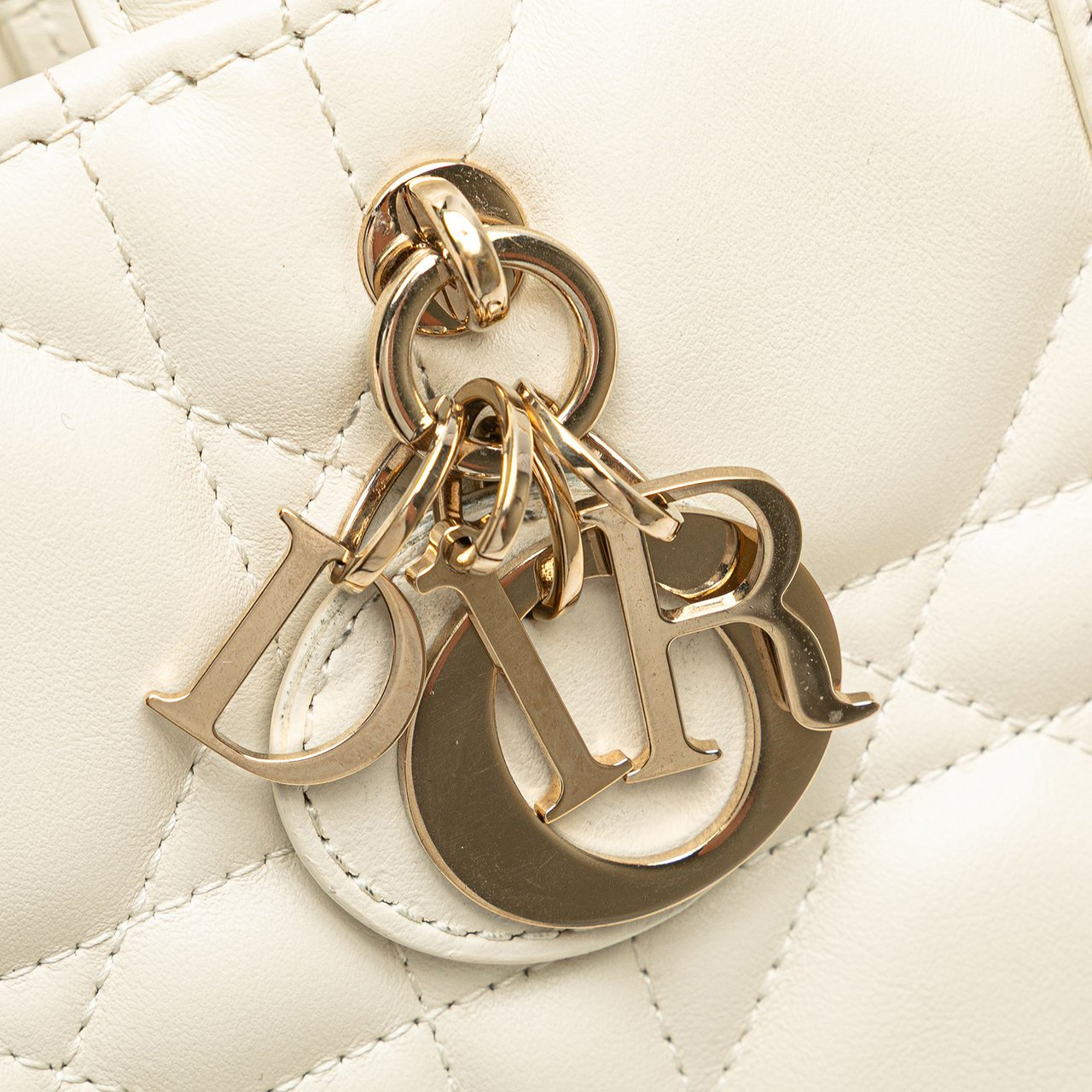 Dior Mini Calfskin Macrocannage Book Tote Wit