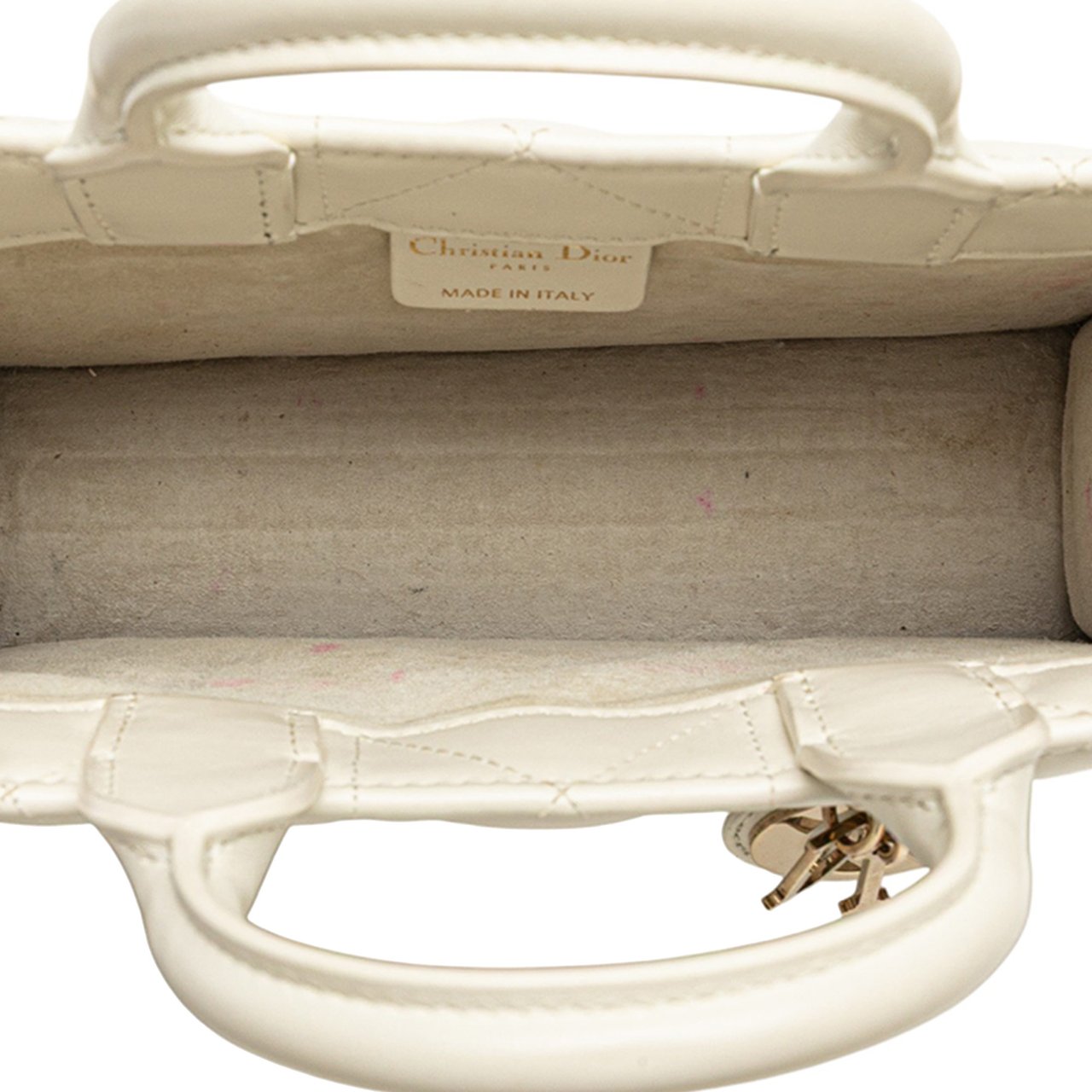 Dior Mini Calfskin Macrocannage Book Tote Wit