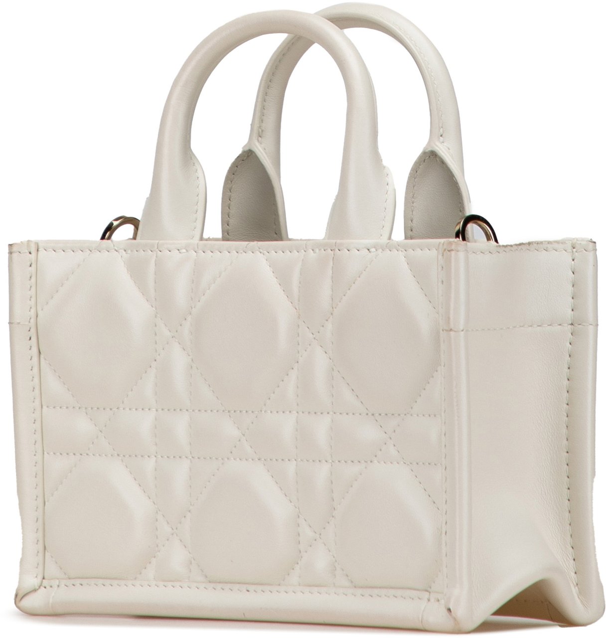 Dior Mini Calfskin Macrocannage Book Tote Wit