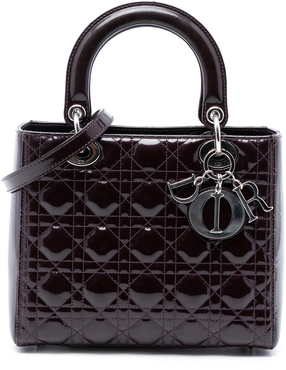 Dior Medium Patent Cannage Lady Dior Paars