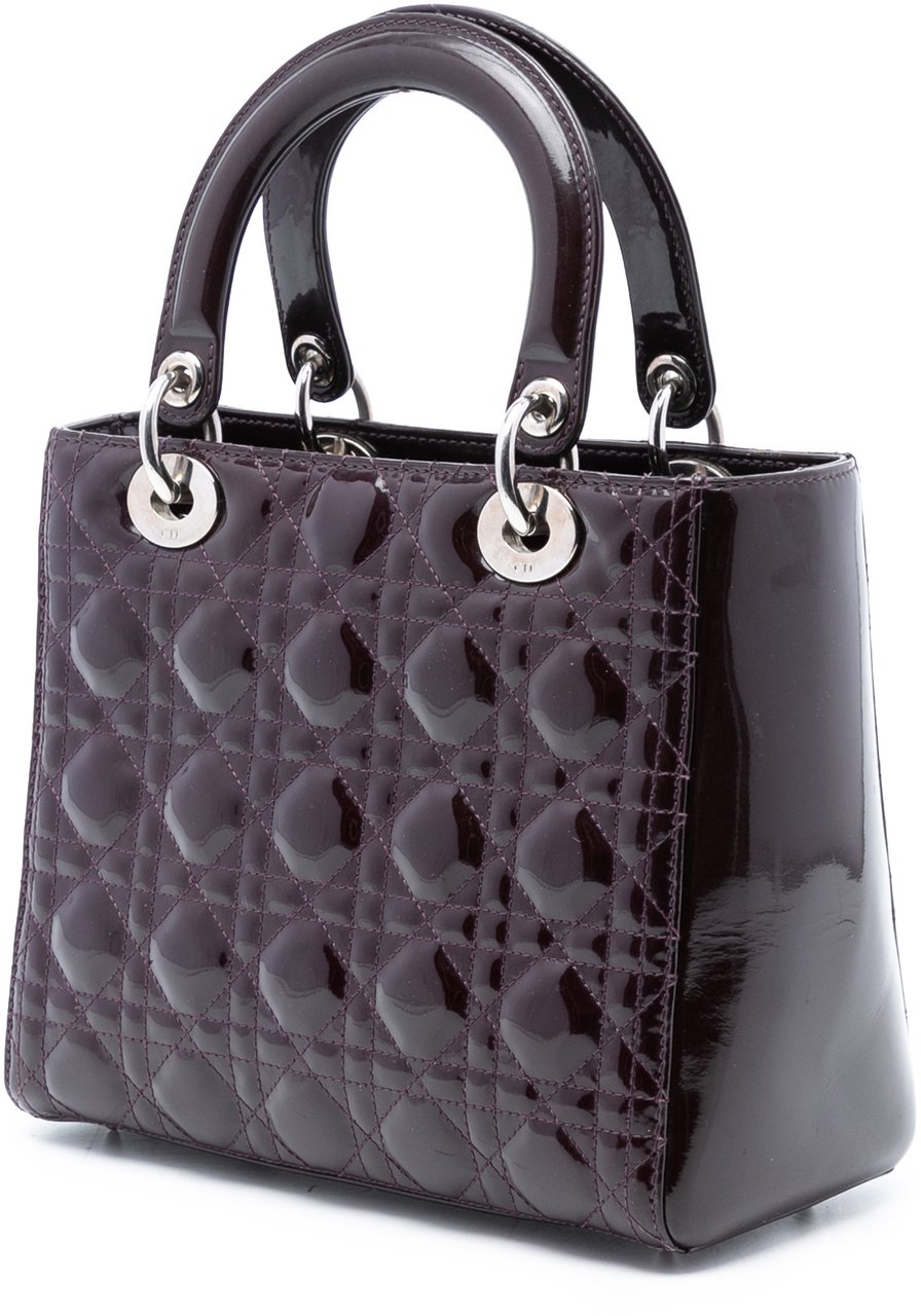Dior Medium Patent Cannage Lady Dior Paars