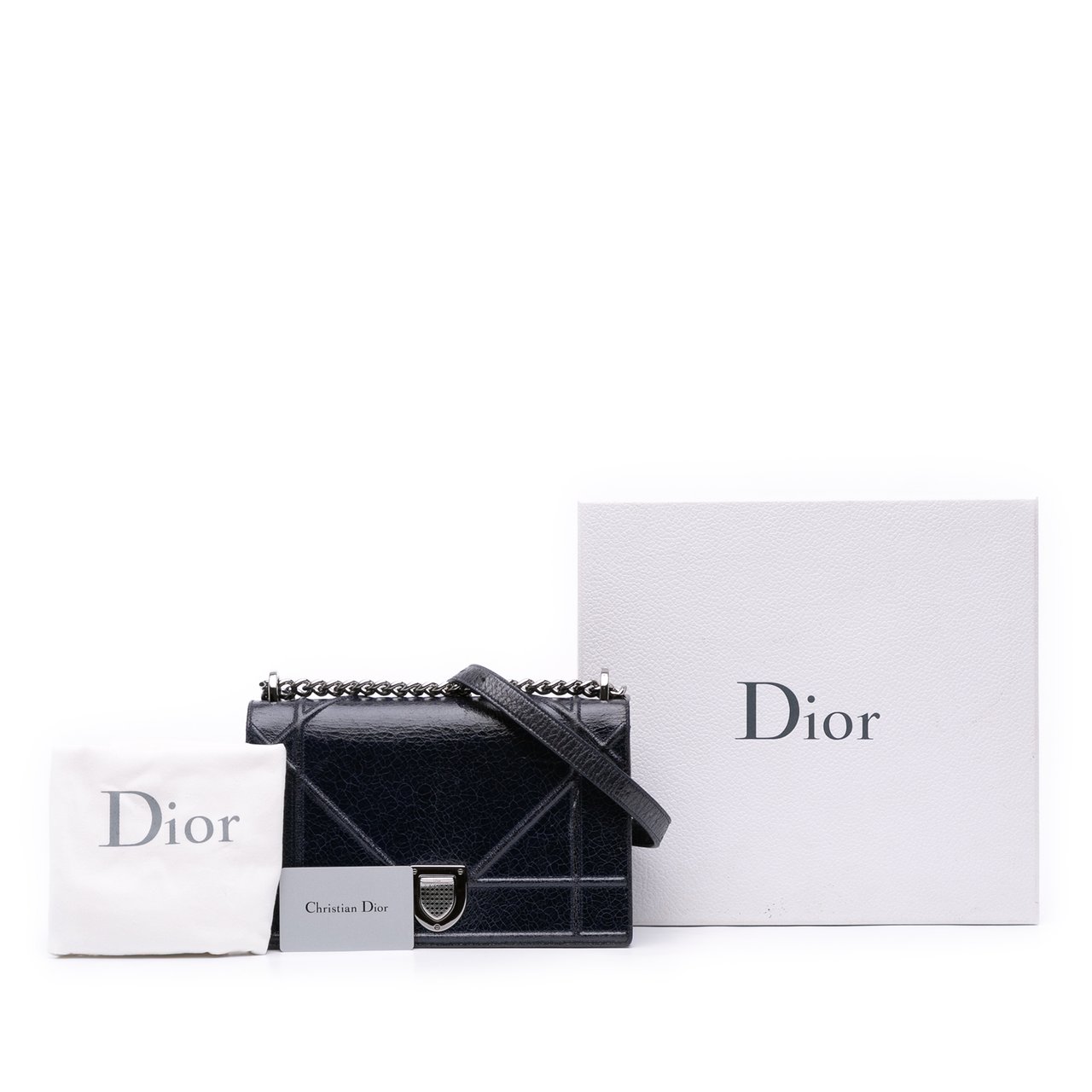 Dior Medium Crackled Deerskin Diorama Flap Blauw