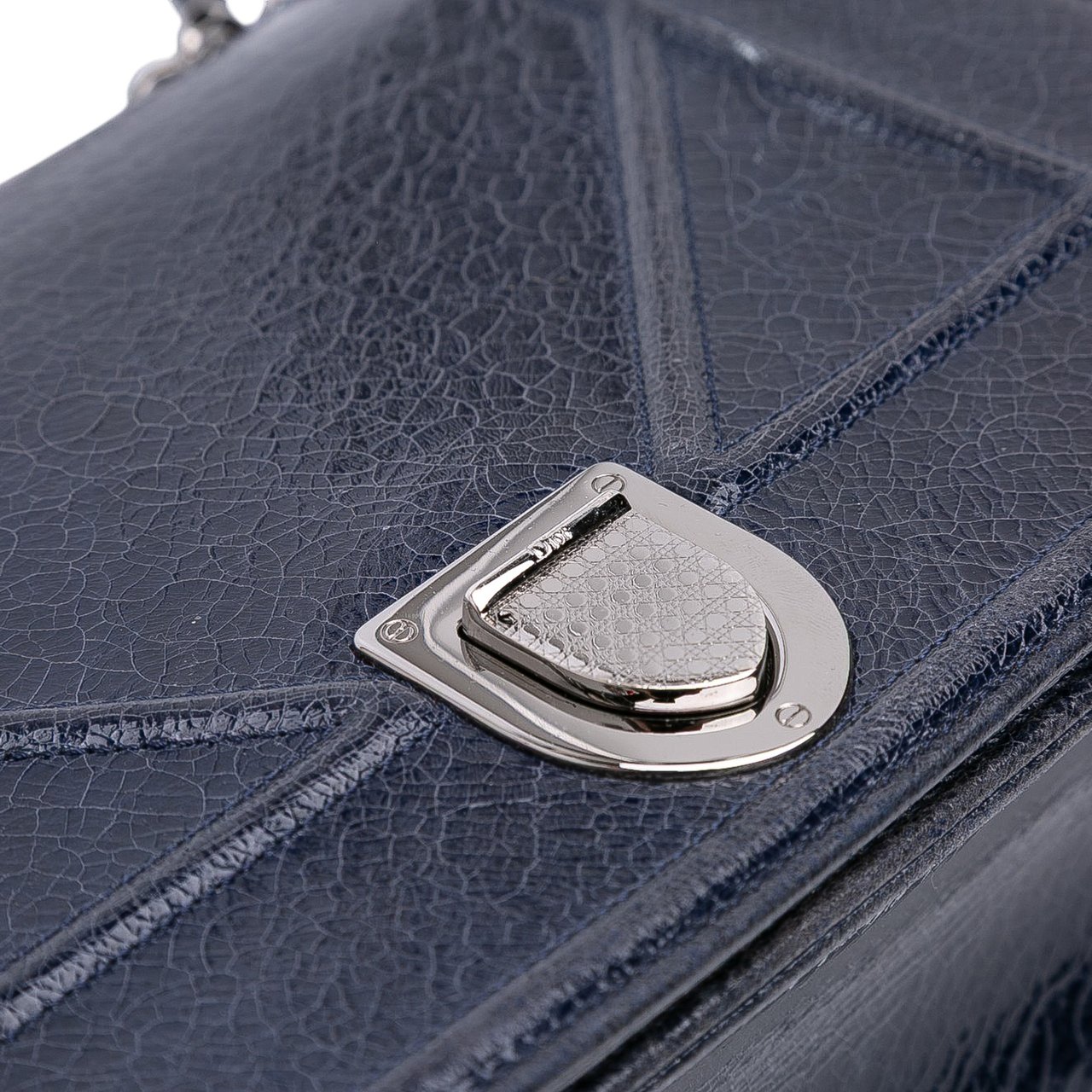 Dior Medium Crackled Deerskin Diorama Flap Blauw