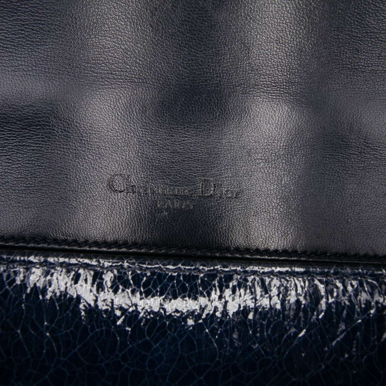 Dior Medium Crackled Deerskin Diorama Flap Blauw
