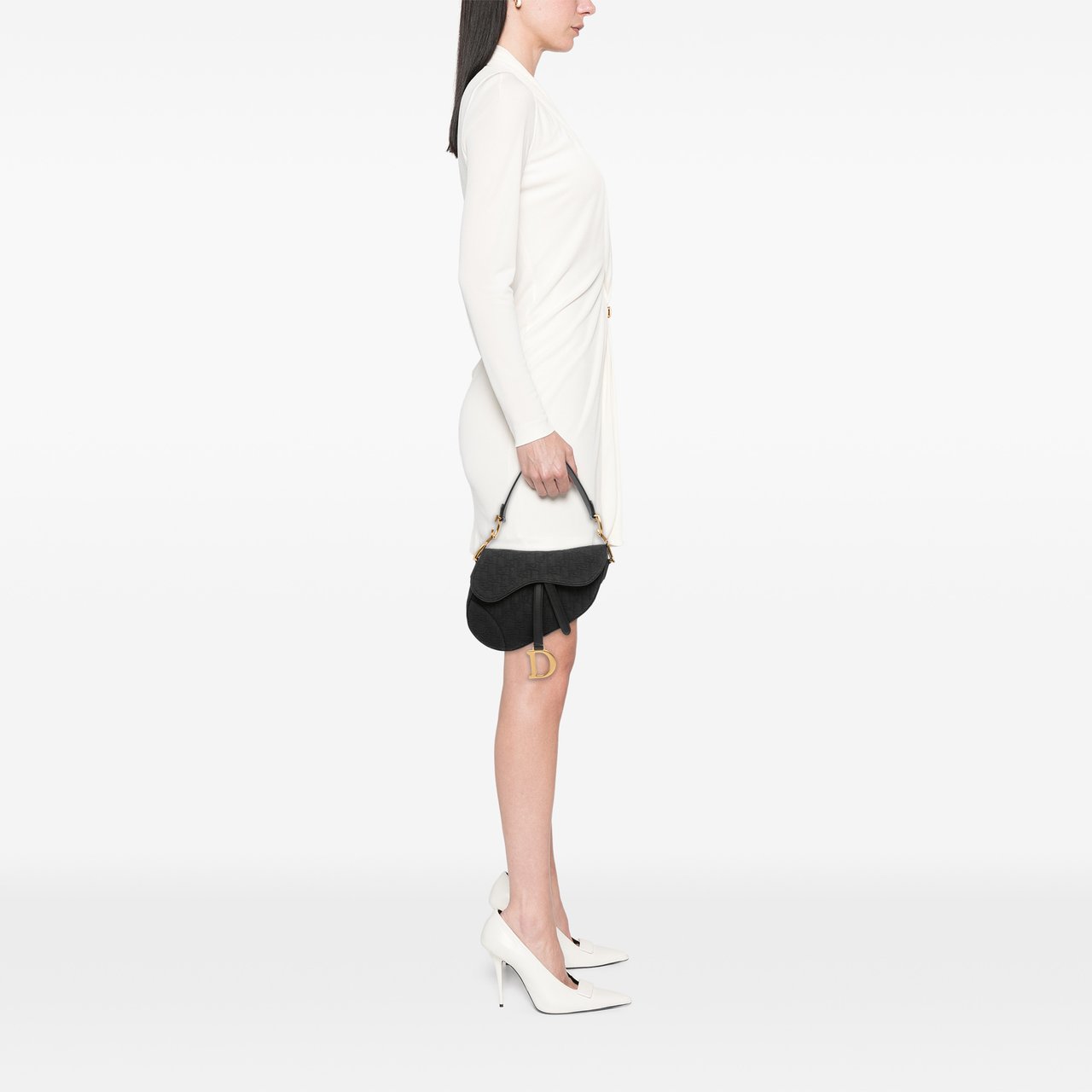 Dior Oblique Canvas Saddle Bag Zwart