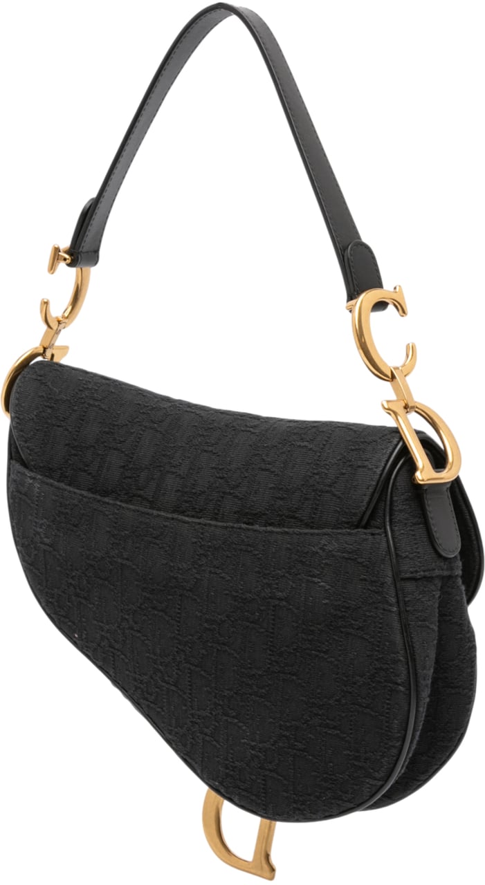 Dior Oblique Canvas Saddle Bag Zwart