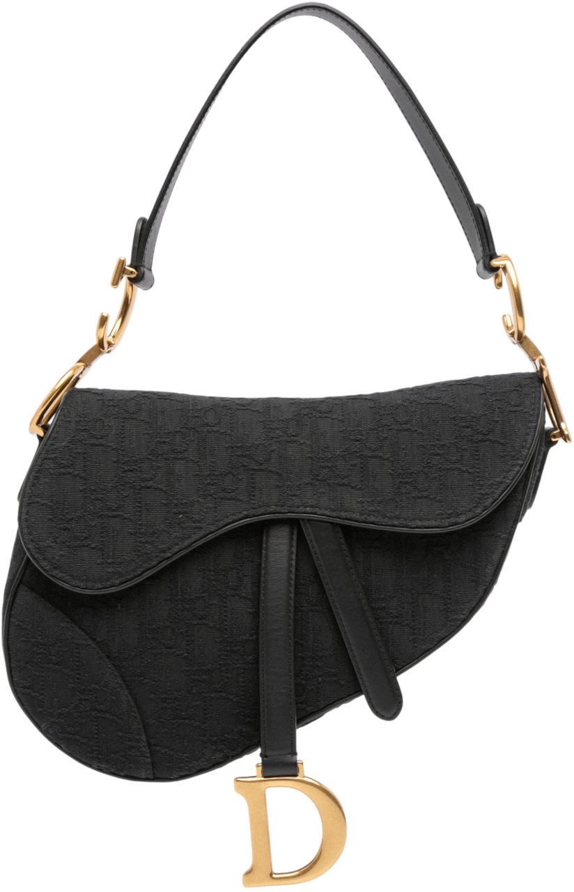 Dior Oblique Canvas Saddle Bag Zwart