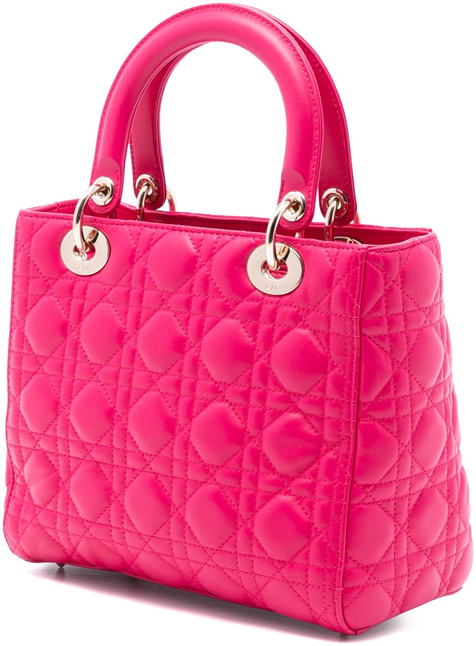 Dior Medium Lambskin Cannage Lady Dior Roze