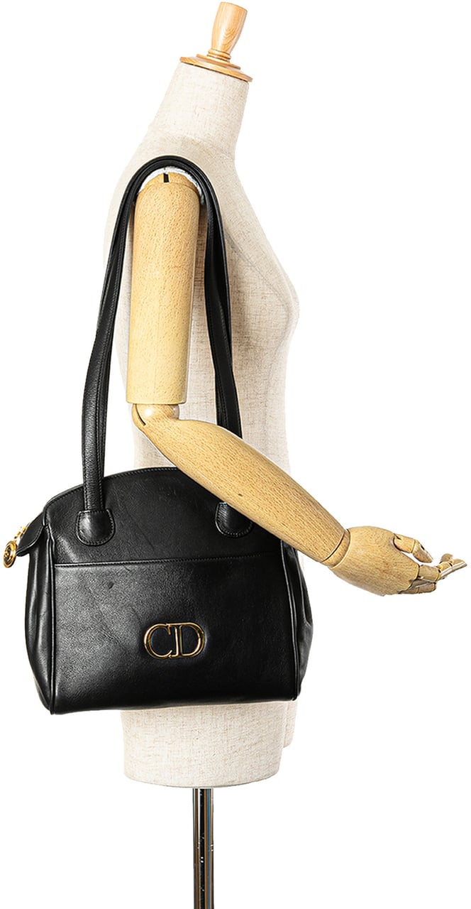 Dior Leather CD Logo Shoulder Bag Zwart