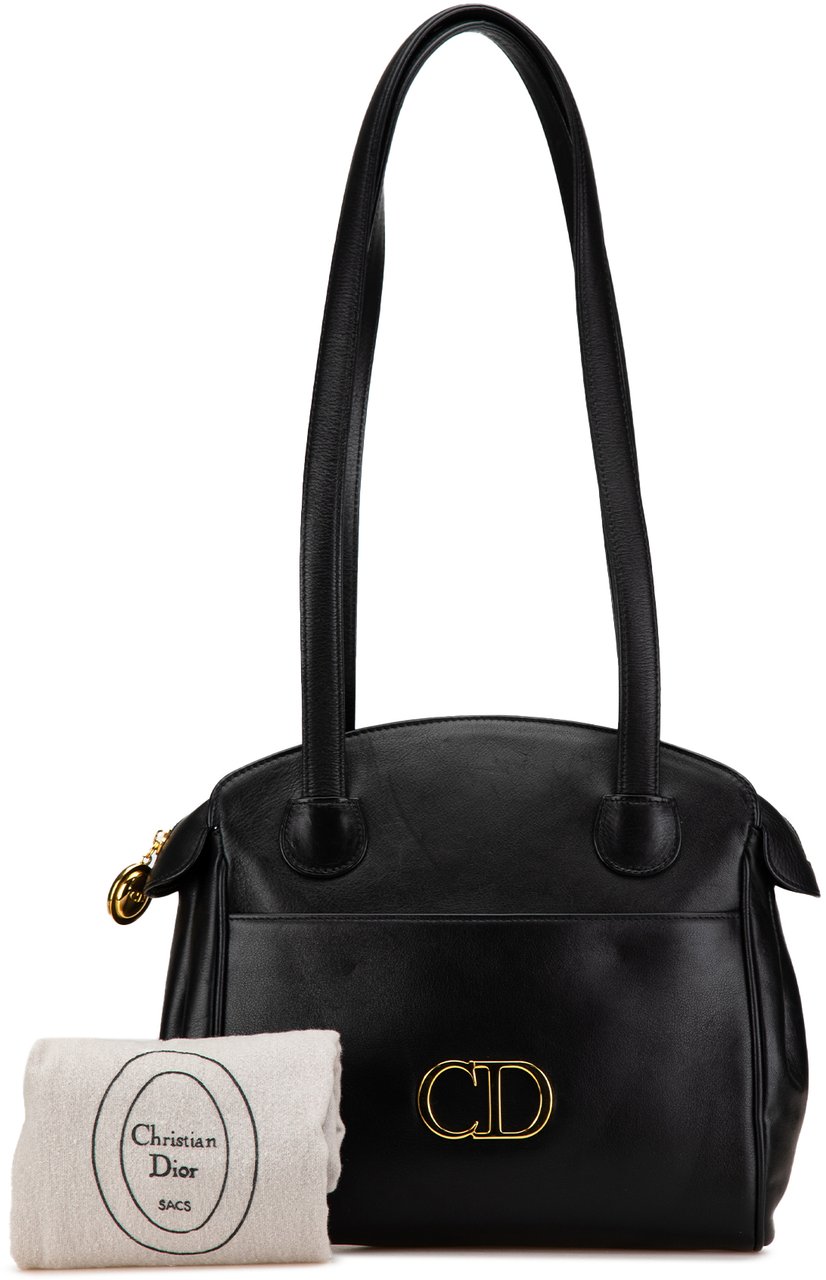 Dior Leather CD Logo Shoulder Bag Zwart