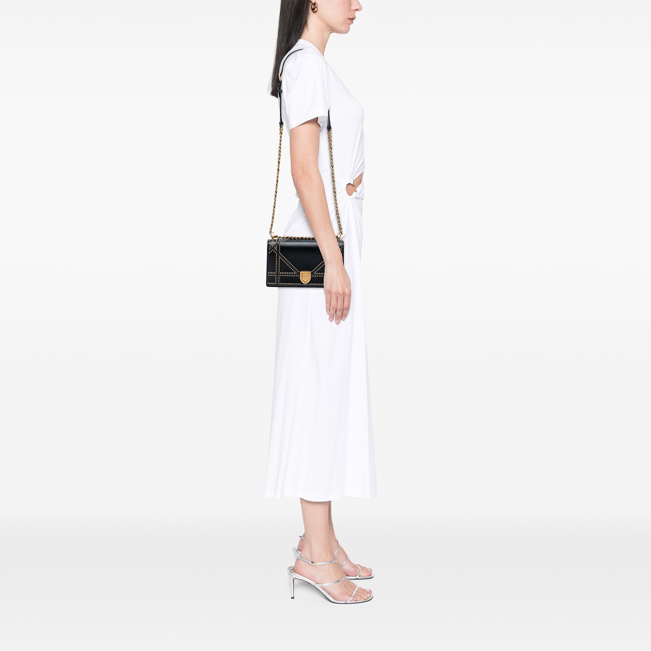 Dior Small Lambskin Studded Diorama Flap Zwart