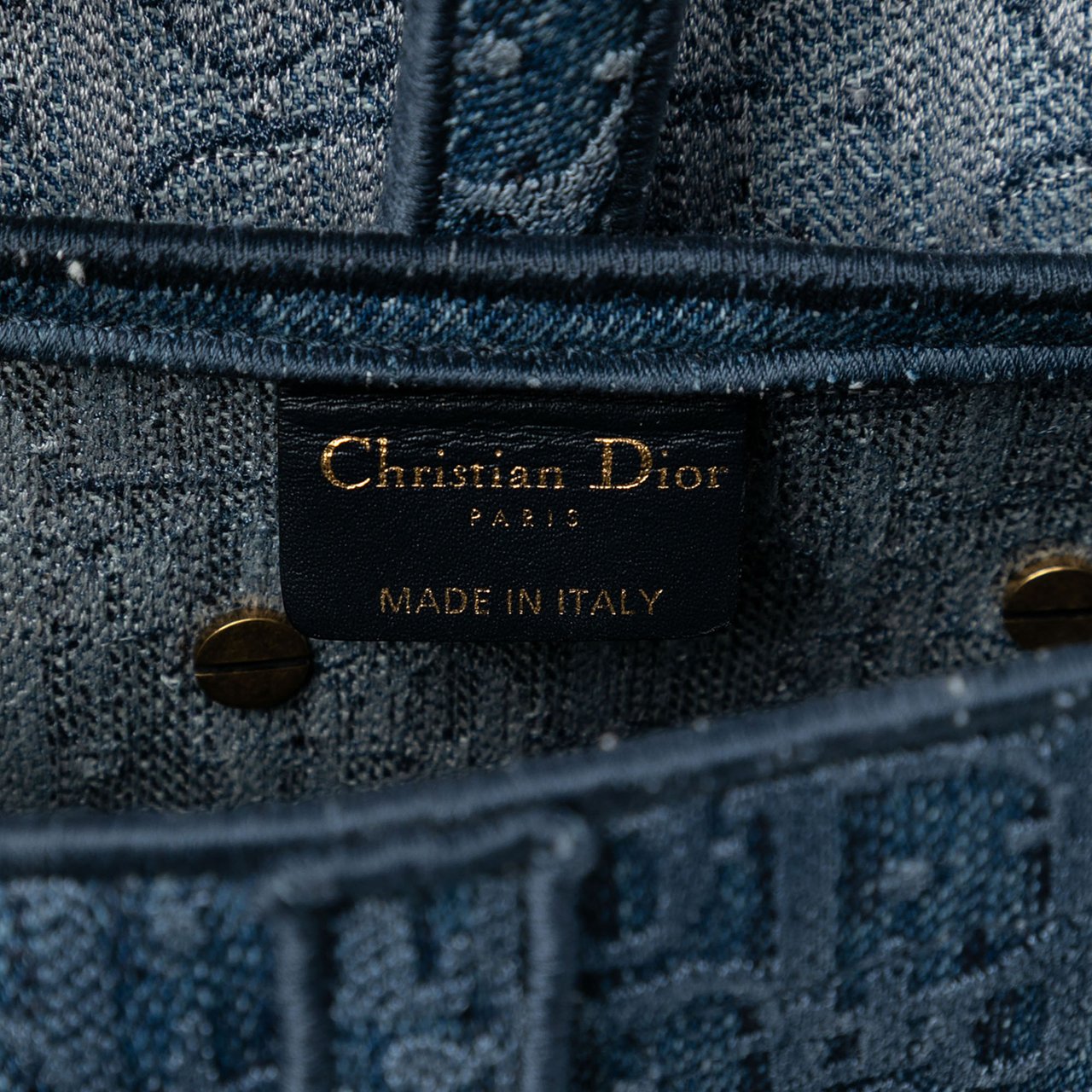 Dior Oblique Embroidered Denim Saddle Bag Blauw