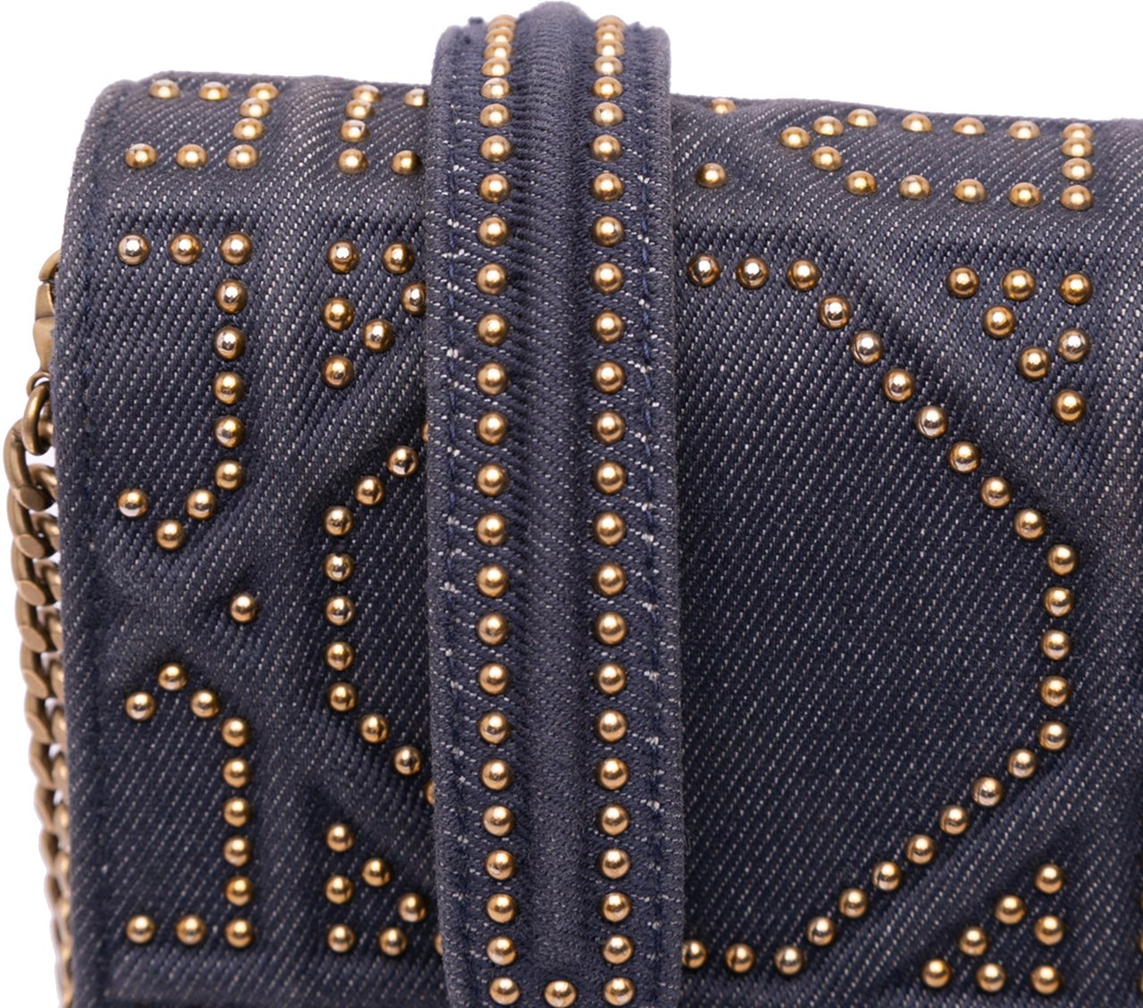 Dior Studded Denim Vertical Diorama Crossbody Grijs