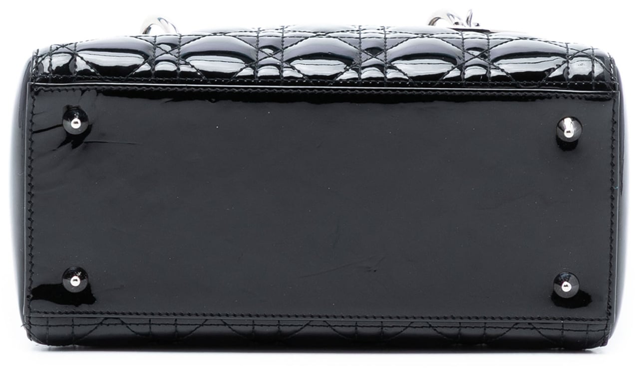 Dior Medium Patent Cannage Lady Dior Zwart