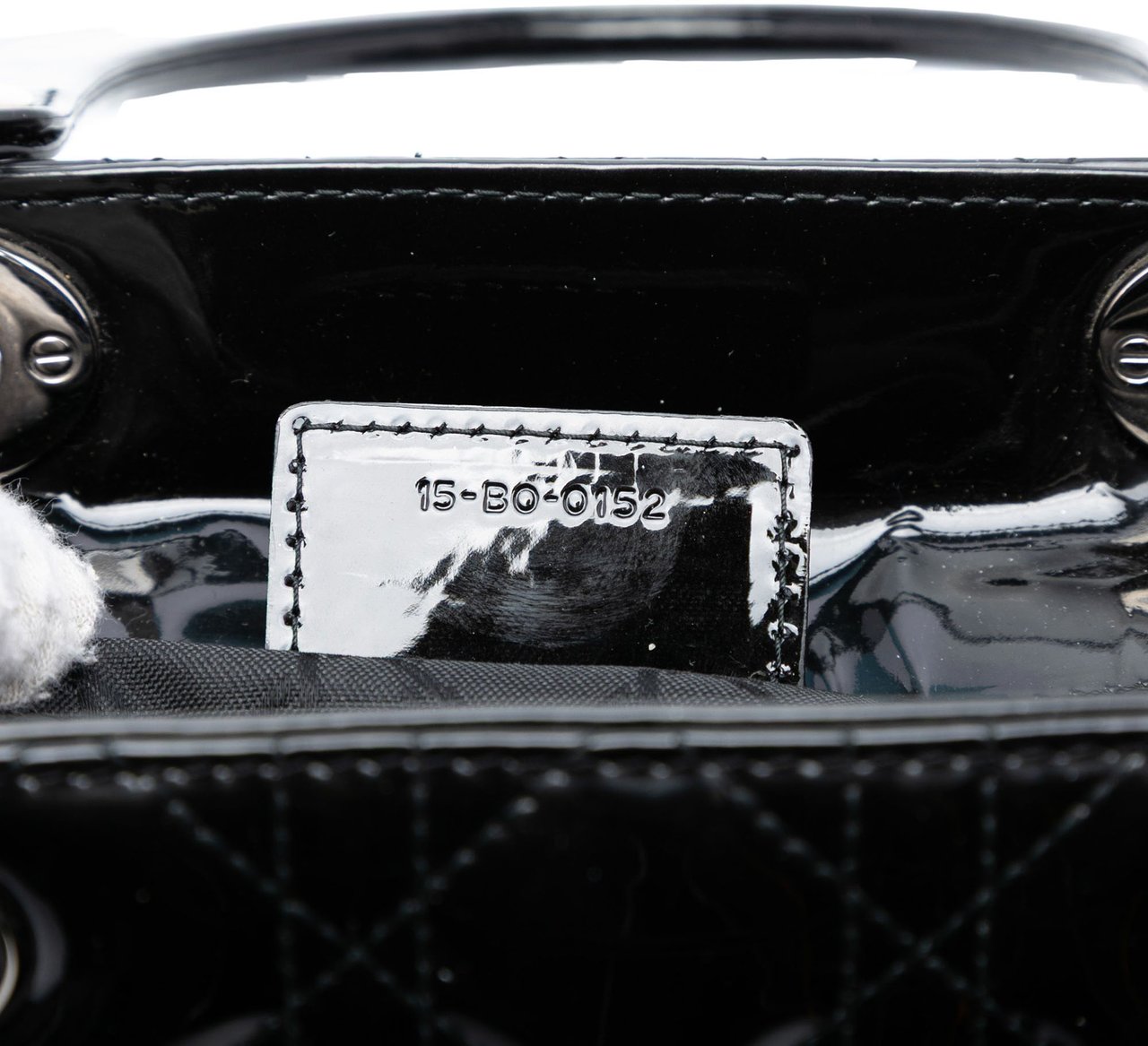 Dior Medium Patent Cannage Lady Dior Zwart