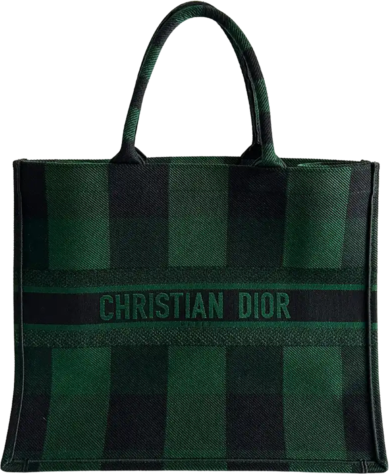 Dior Dior Book Tote Large Check Leaf green / black / very good Groen