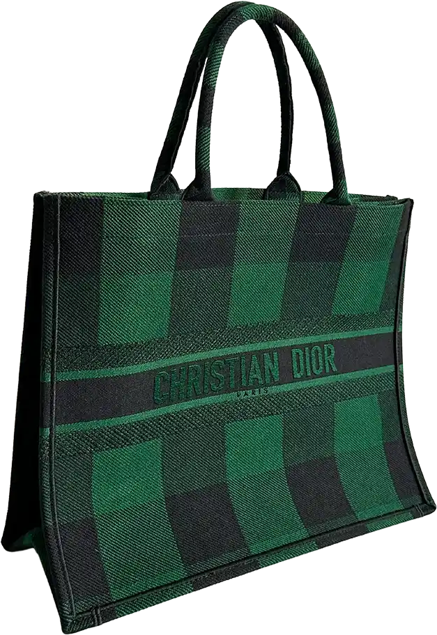 Dior Dior Book Tote Large Check Leaf green / black / very good Groen