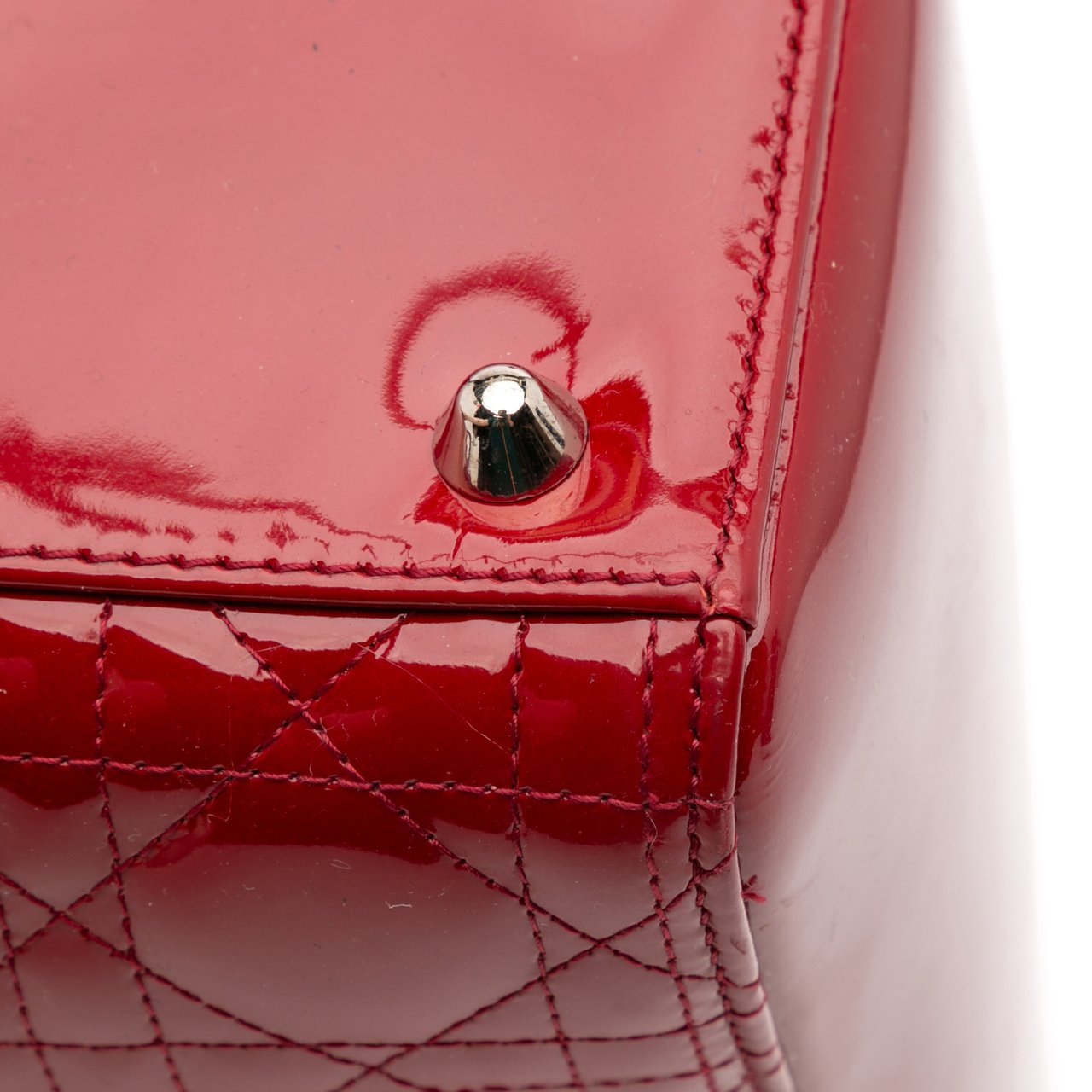 Dior Large Patent Cannage Lady Dior Rood