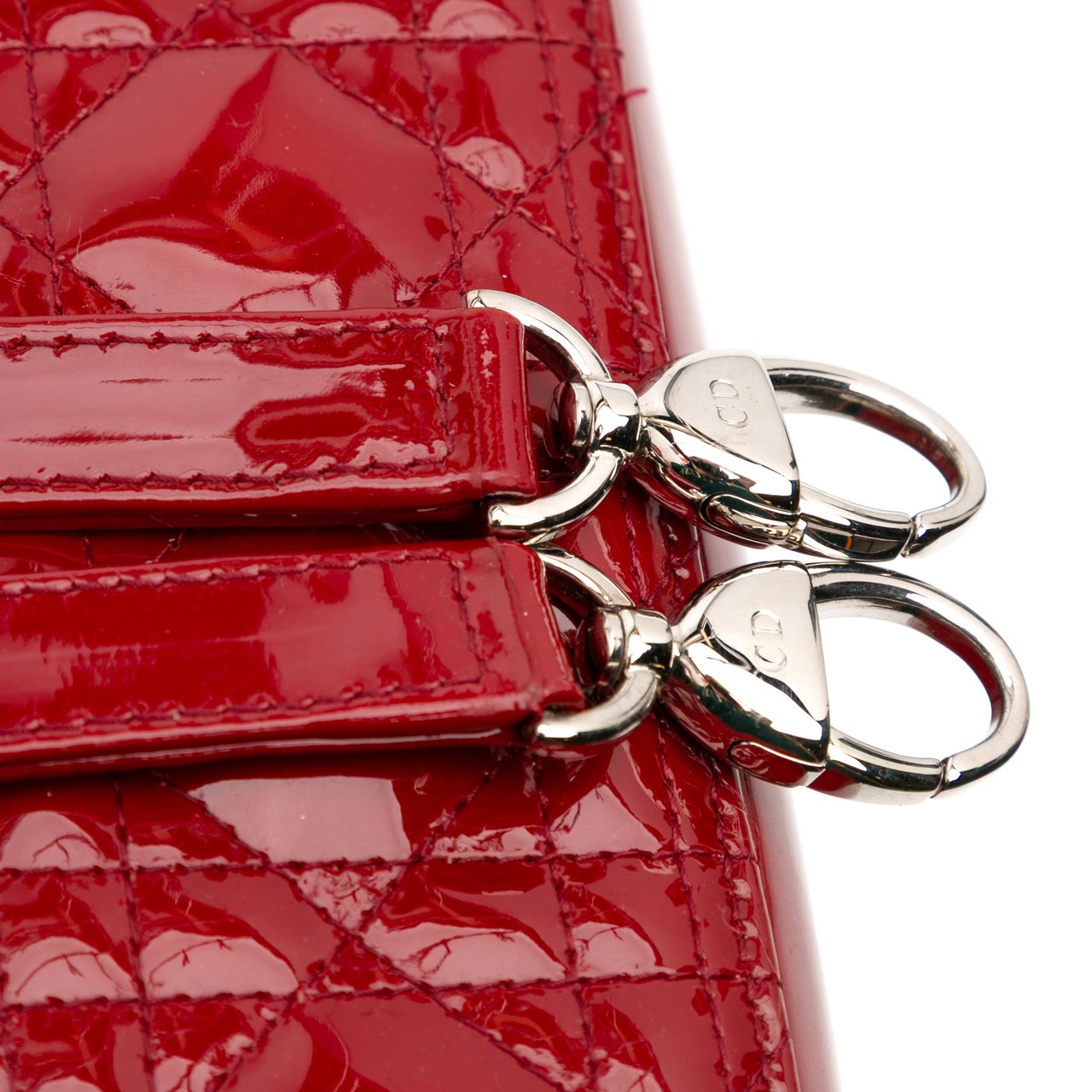 Dior Large Patent Cannage Lady Dior Rood