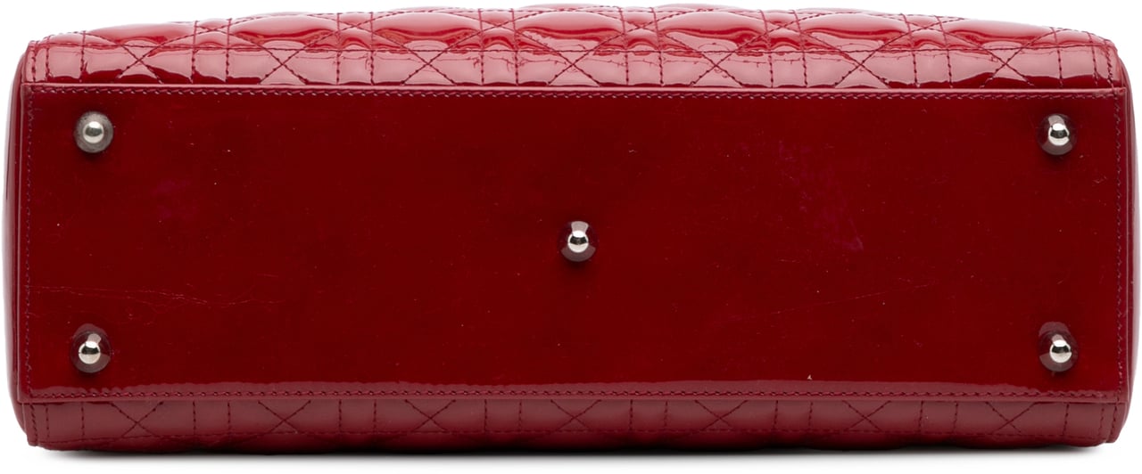 Dior Large Patent Cannage Lady Dior Rood