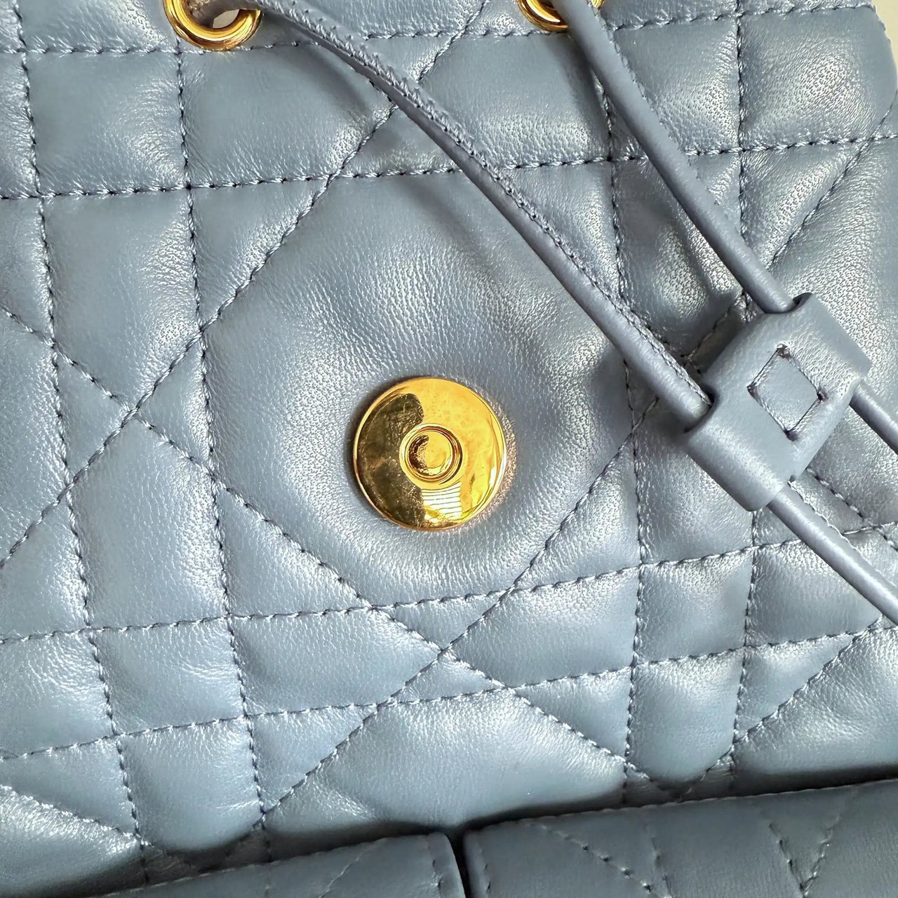 Dior Dior Medium Caro Backpack Denim blue Macrocannage lambskin / as good as new Blauw