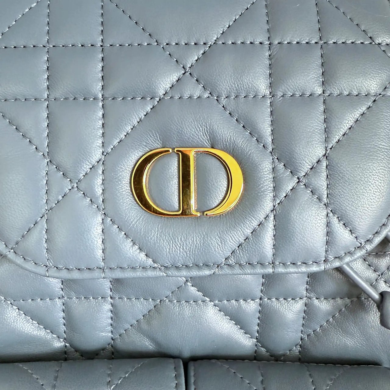 Dior Dior Medium Caro Backpack Denim blue Macrocannage lambskin / as good as new Blauw