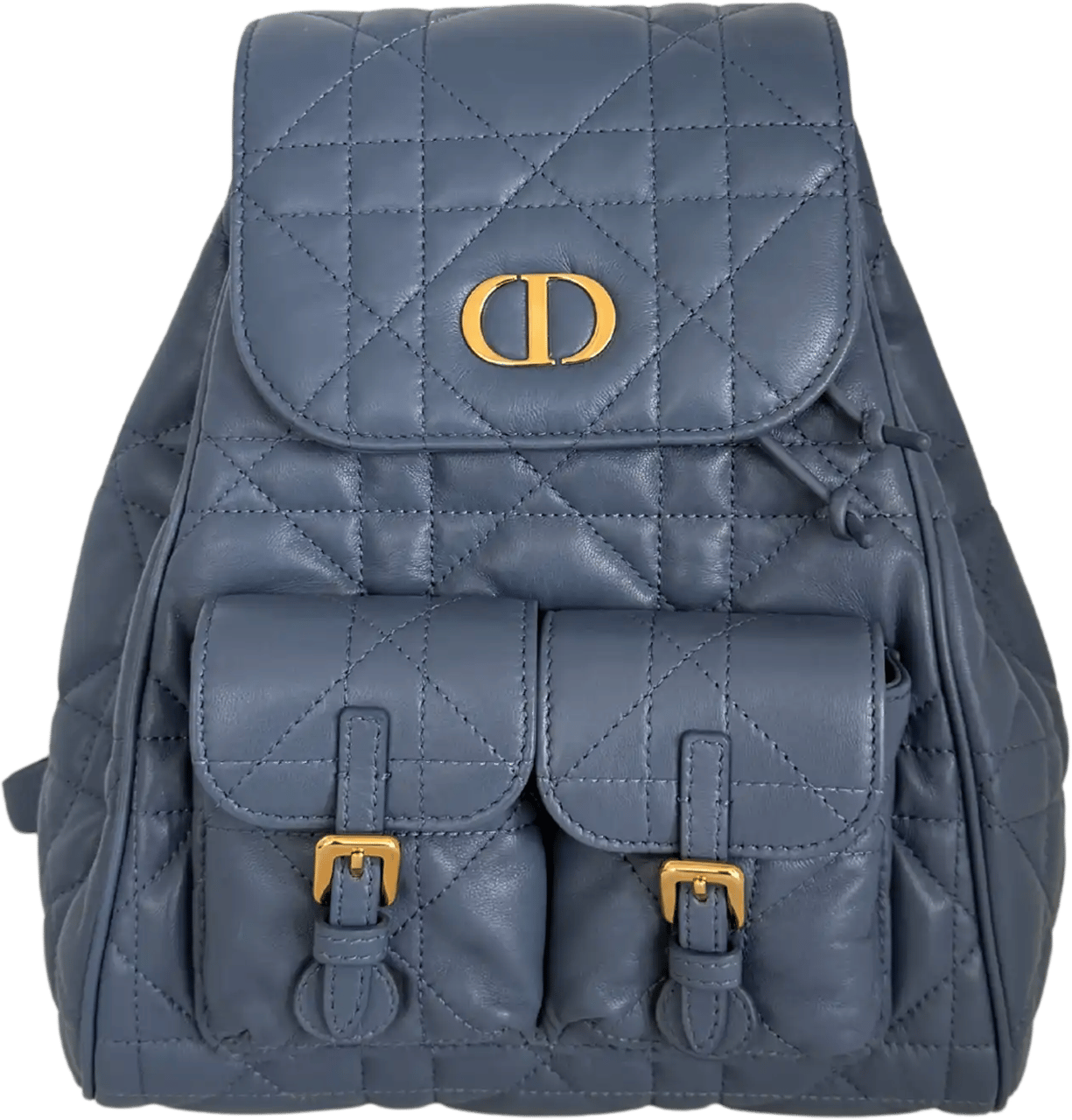 Dior Dior Medium Caro Backpack Denim blue Macrocannage lambskin / as good as new Blauw
