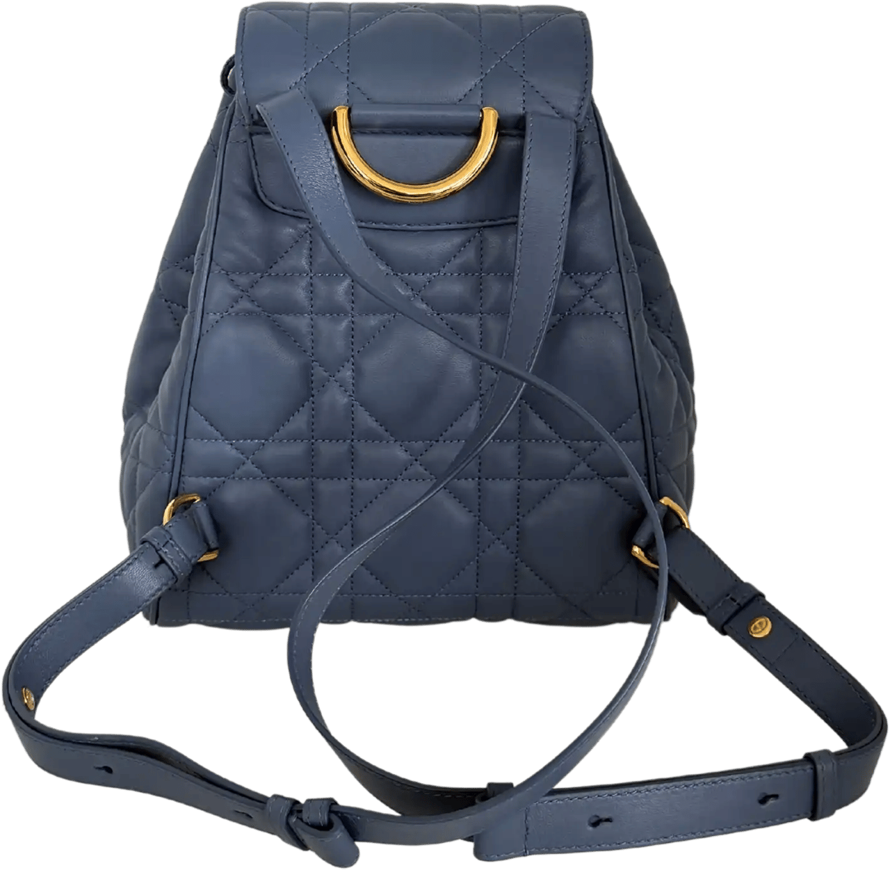 Dior Dior Medium Caro Backpack Denim blue Macrocannage lambskin / as good as new Blauw