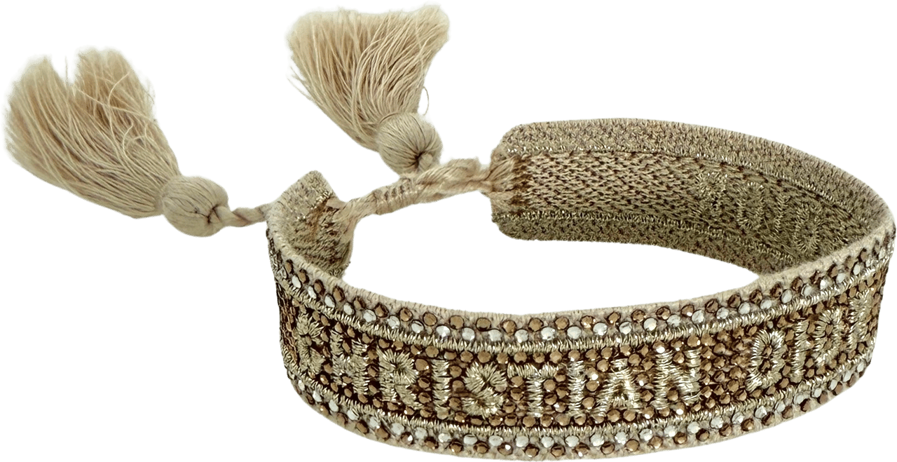 Dior Christian Dior J'Adior Crystal Cotton &amp; Metallic Bracelet Gold / very good Goud