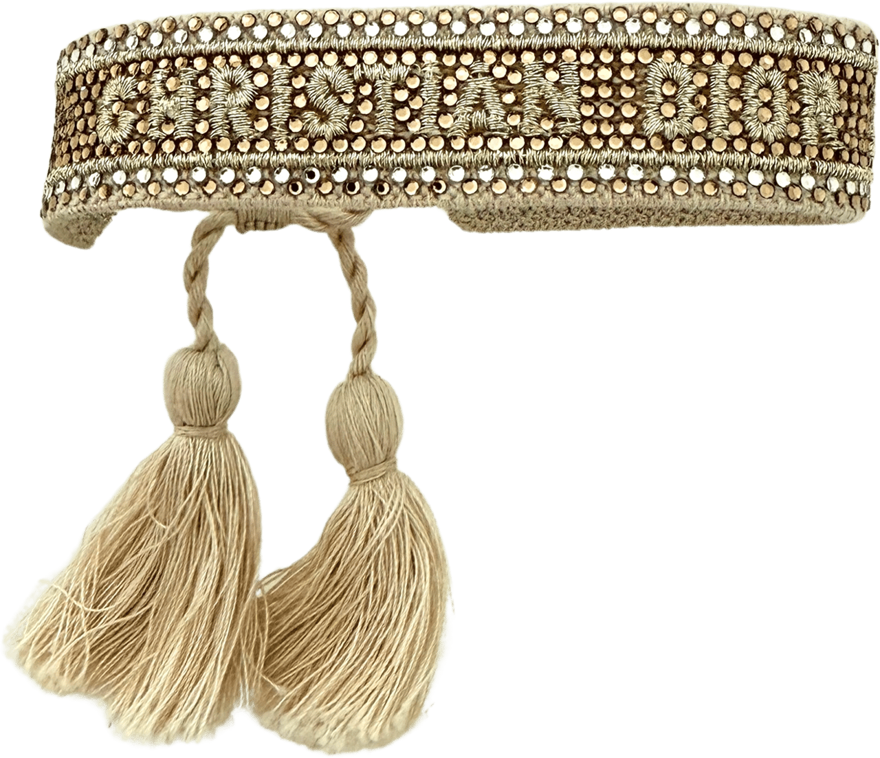 Dior Christian Dior J'Adior Crystal Cotton &amp; Metallic Bracelet Gold / very good Goud