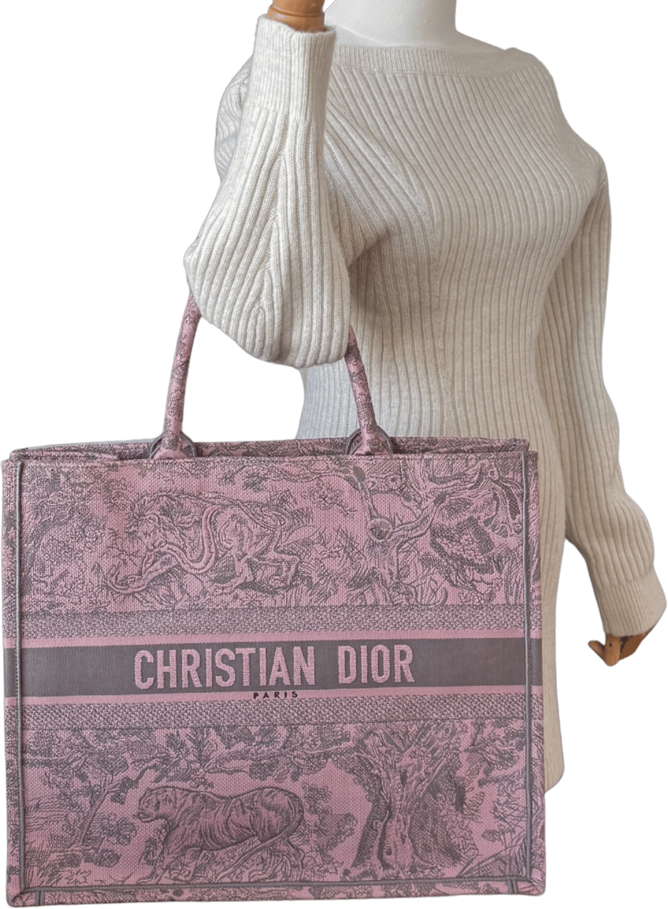 Dior Dior Große Book Tote Toile de Jouy Rosa / neuwertig Roze