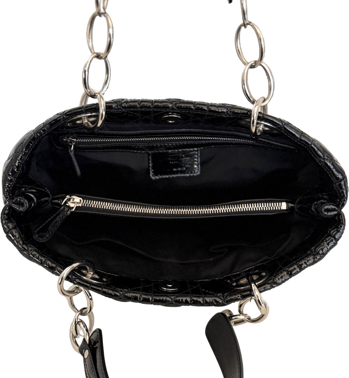 Dior Christian Dior Soft Lady Dior Shopper Cannage Lackleder Schwarz / gut Zwart