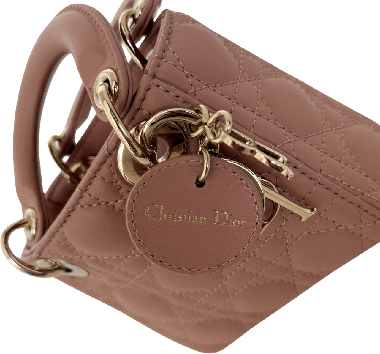 Dior Dior Lady Dior Microtasche Lammleder Rose de Vents Fullset / sehr gut Roze