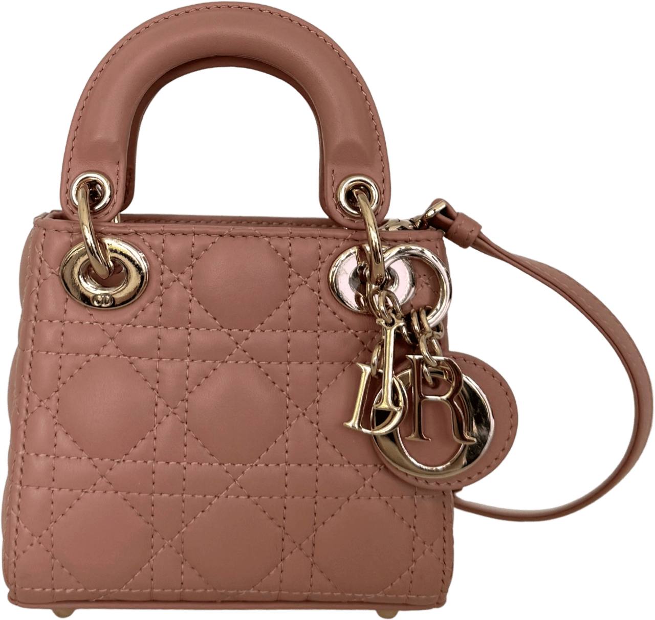 Dior Dior Lady Dior Microtasche Lammleder Rose de Vents Fullset / sehr gut Roze