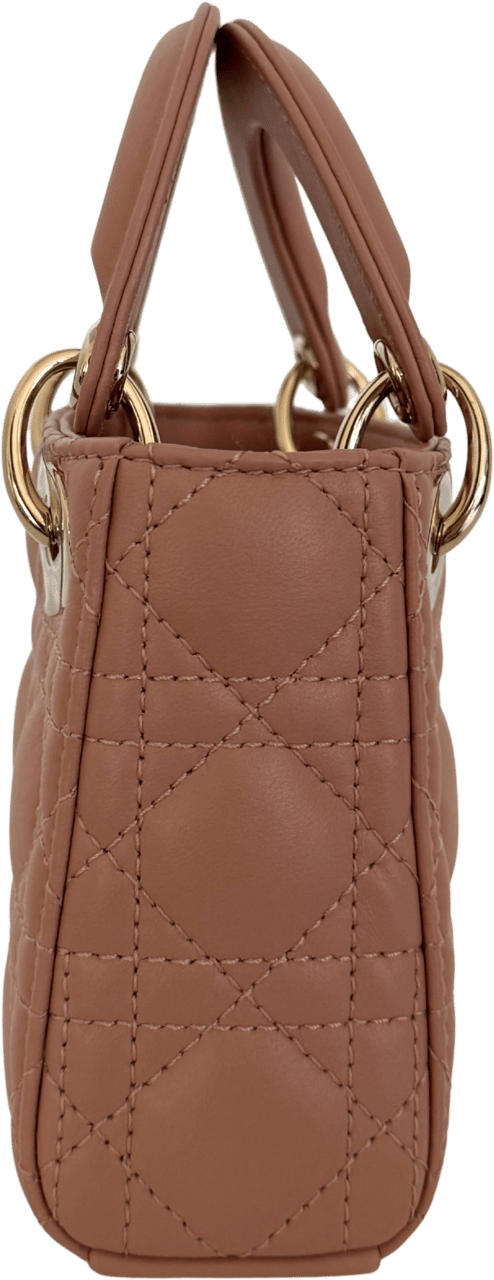 Dior Dior Lady Dior Microtasche Lammleder Rose de Vents Fullset / sehr gut Roze