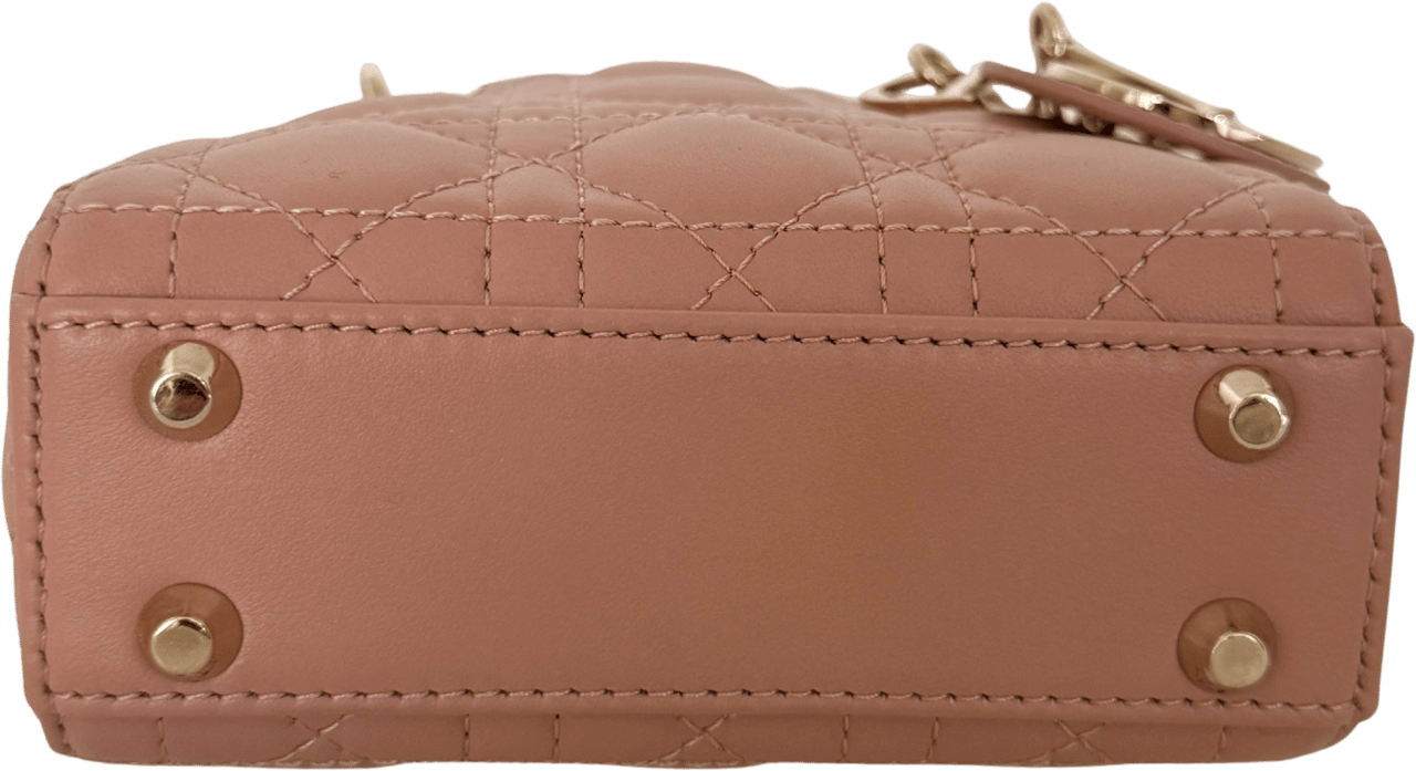 Dior Dior Lady Dior Microtasche Lammleder Rose de Vents Fullset / sehr gut Roze