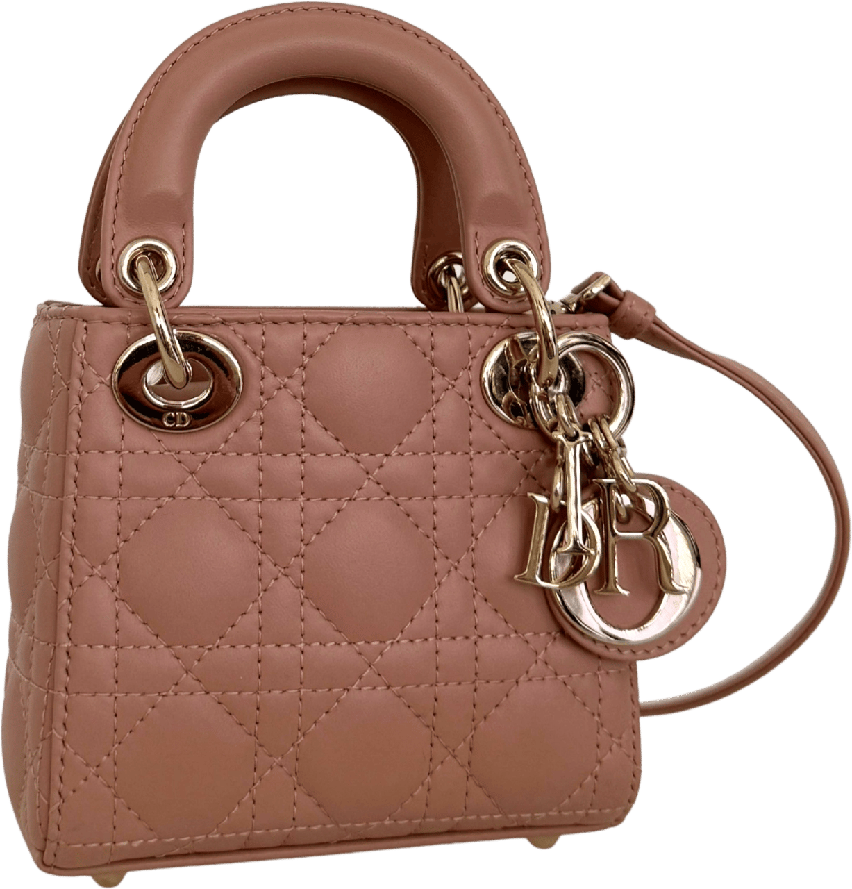 Dior Dior Lady Dior Microtasche Lammleder Rose de Vents Fullset / sehr gut Roze