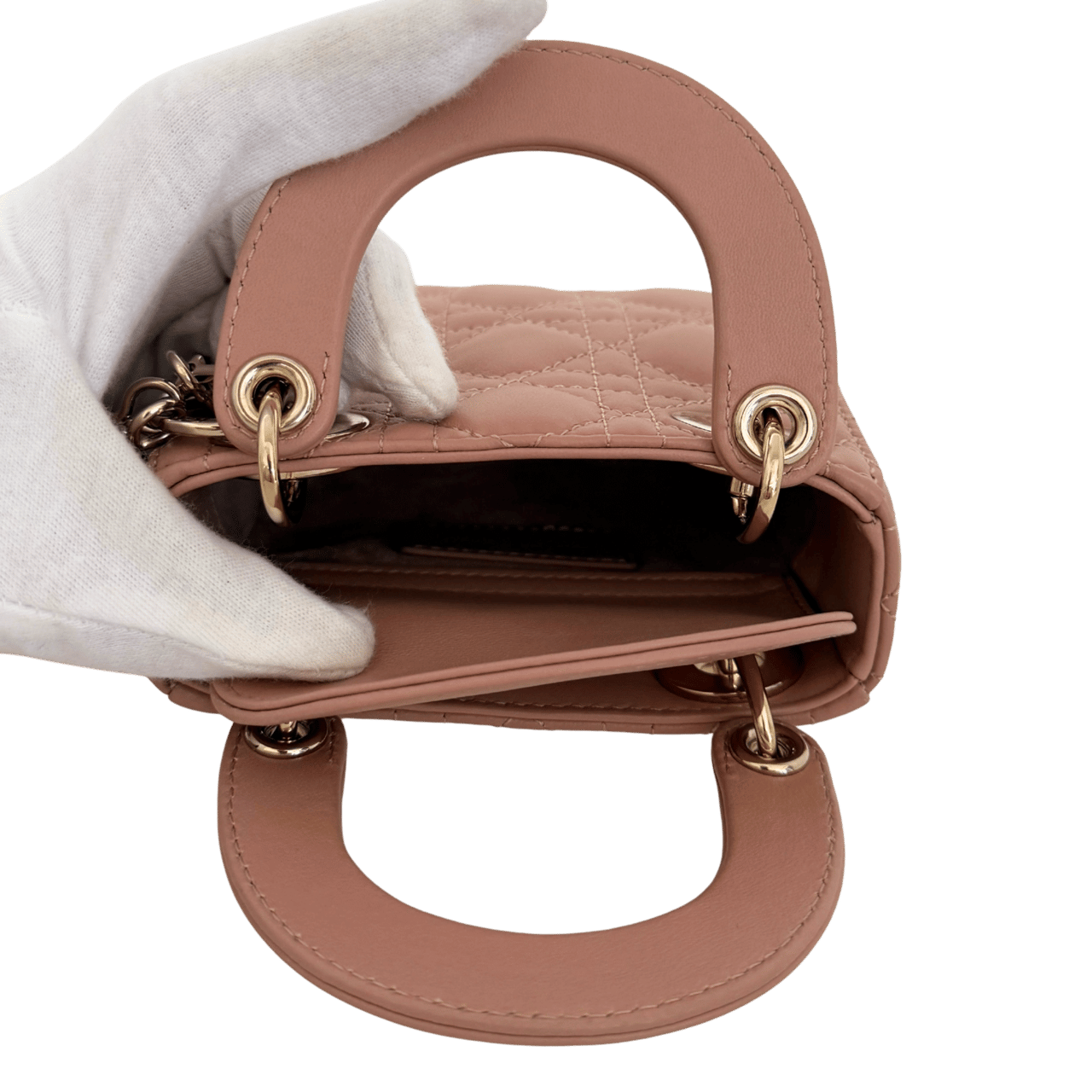 Dior Dior Lady Dior Microtasche Lammleder Rose de Vents Fullset / sehr gut Roze