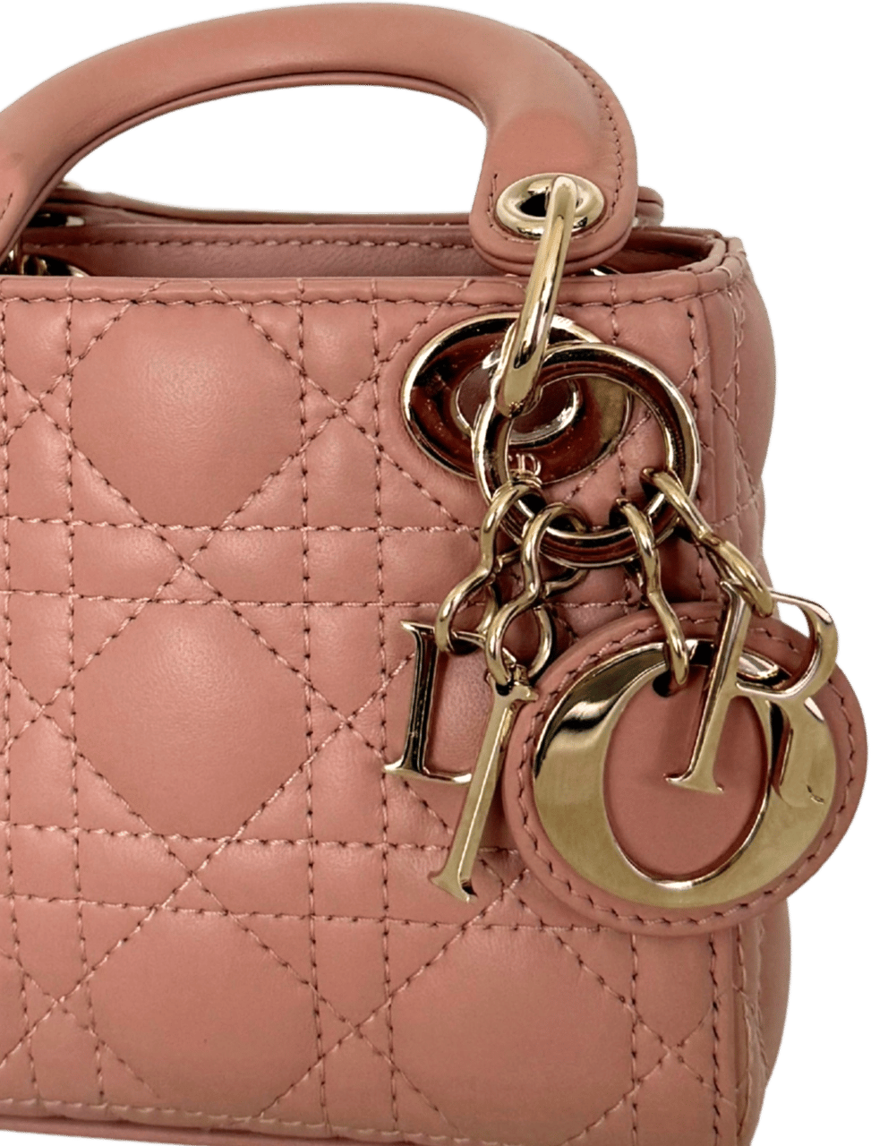 Dior Dior Lady Dior Microtasche Lammleder Rose de Vents Fullset / sehr gut Roze
