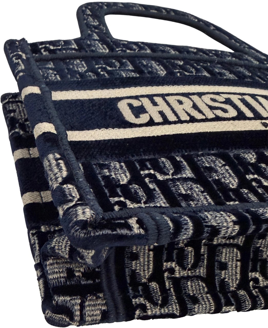 Dior Book Tote Oblique Velvet Mini Blue Beige Blauw