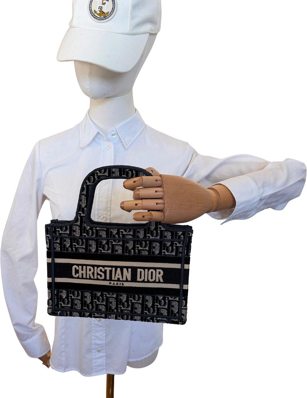 Dior Book Tote Oblique Velvet Mini Blue Beige Blauw