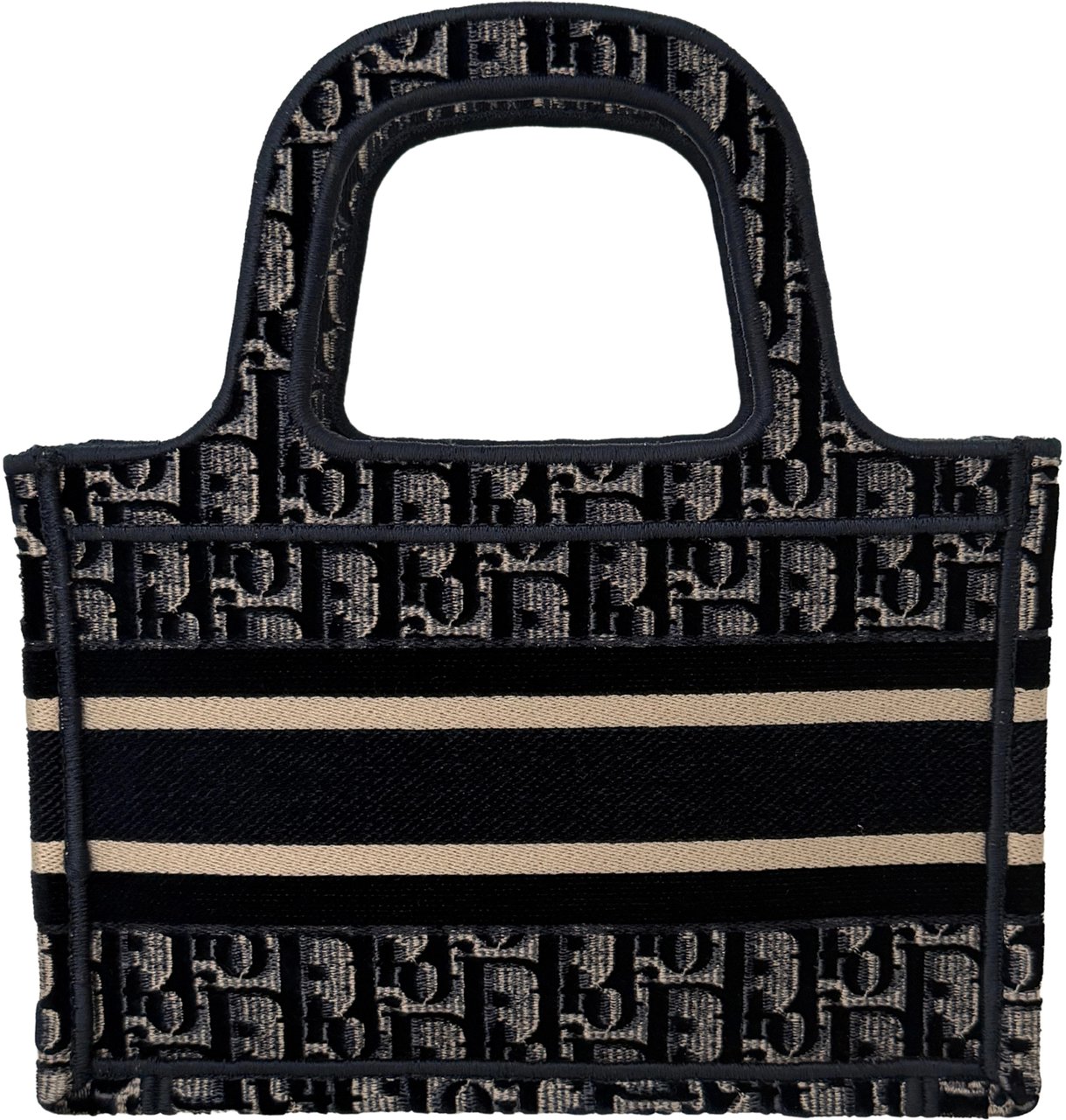 Dior Book Tote Oblique Velvet Mini Blue Beige Blauw
