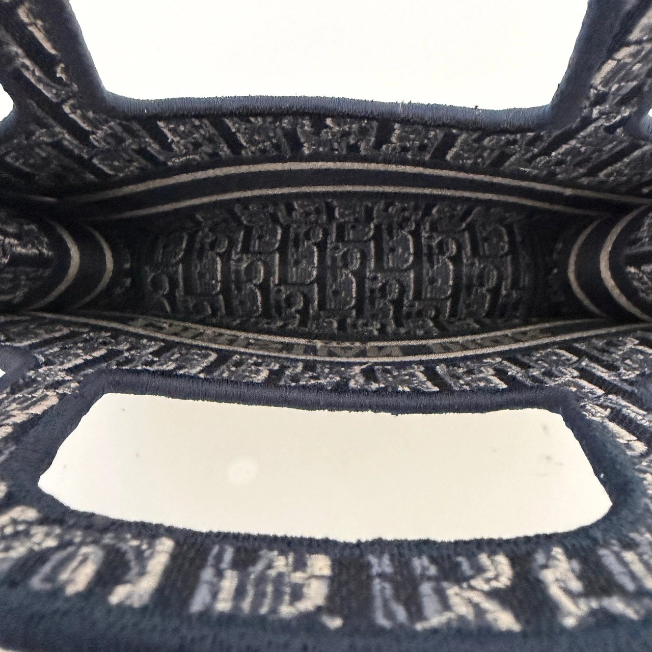 Dior Book Tote Oblique Velvet Mini Blue Beige Blauw