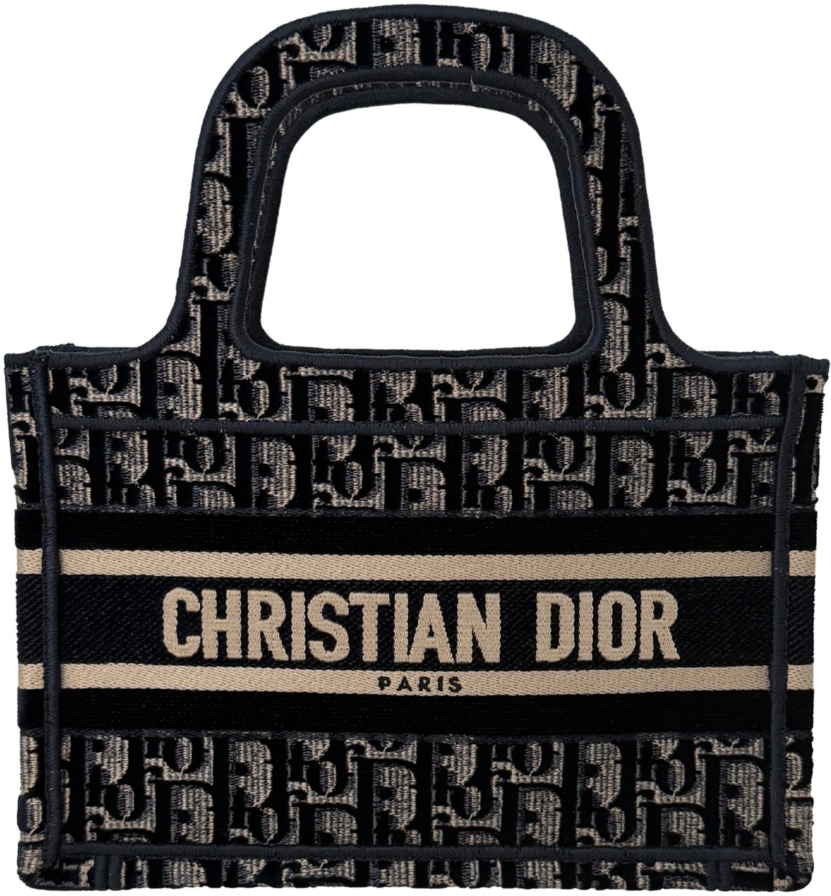 Dior Book Tote Oblique Velvet Mini Blue Beige Blauw