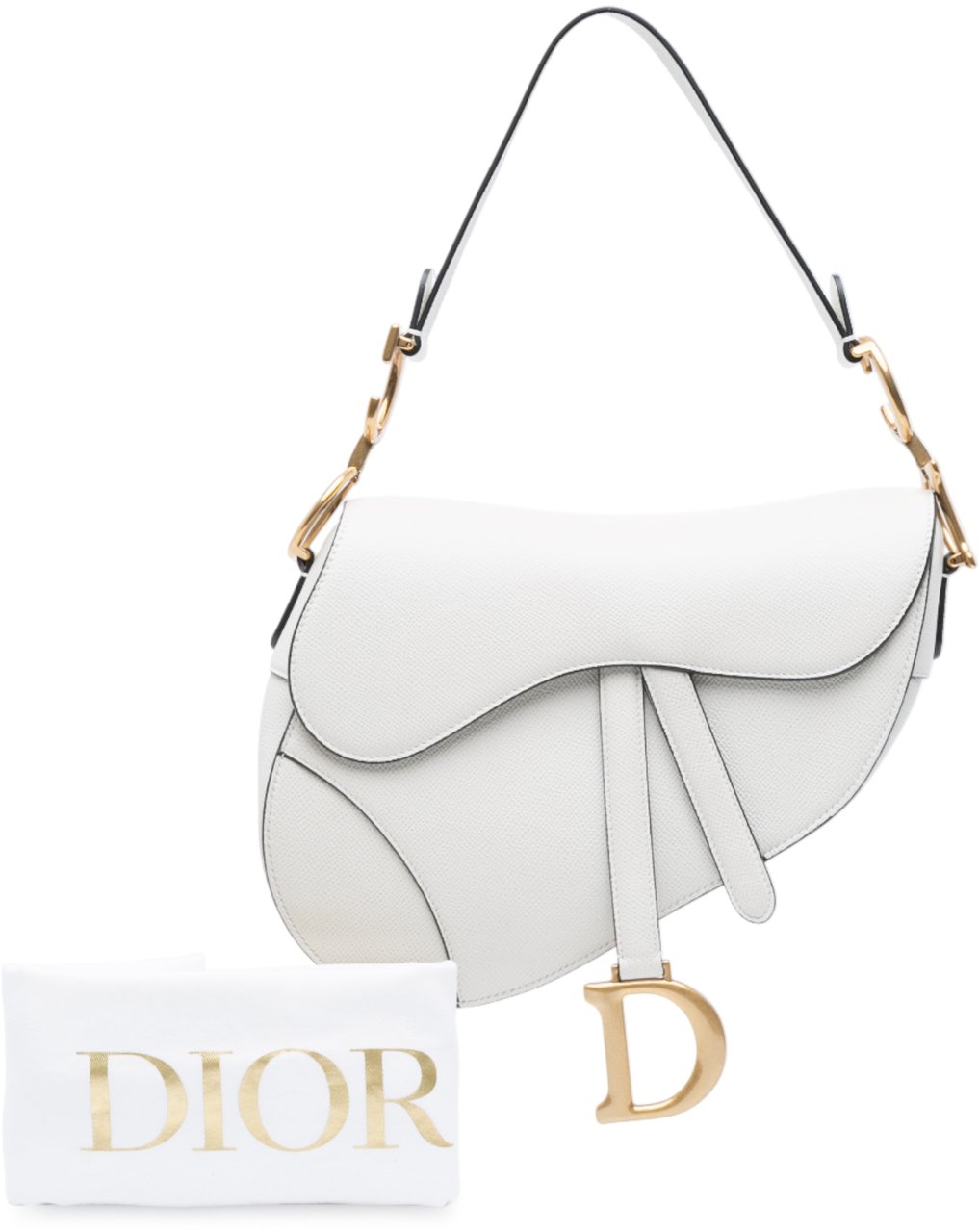 Dior Grained Calfskin Saddle Bag Wit