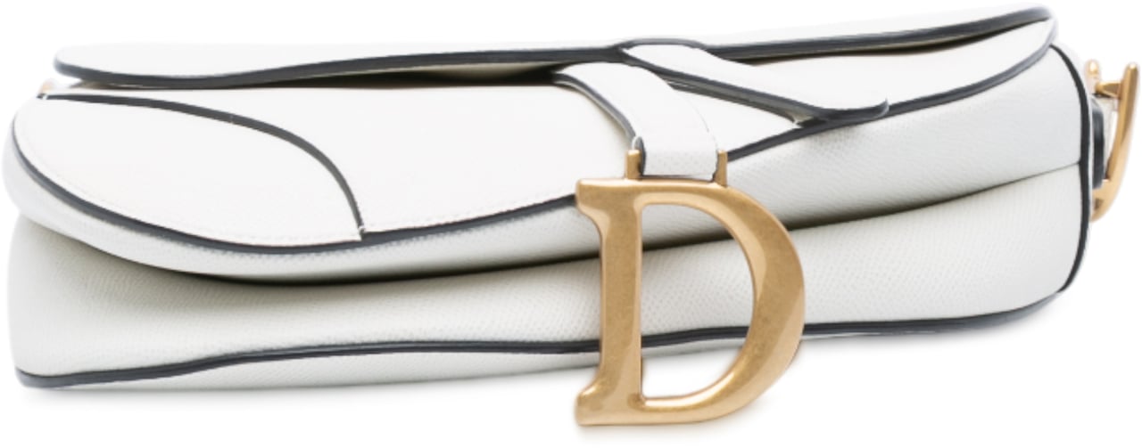 Dior Grained Calfskin Saddle Bag Wit