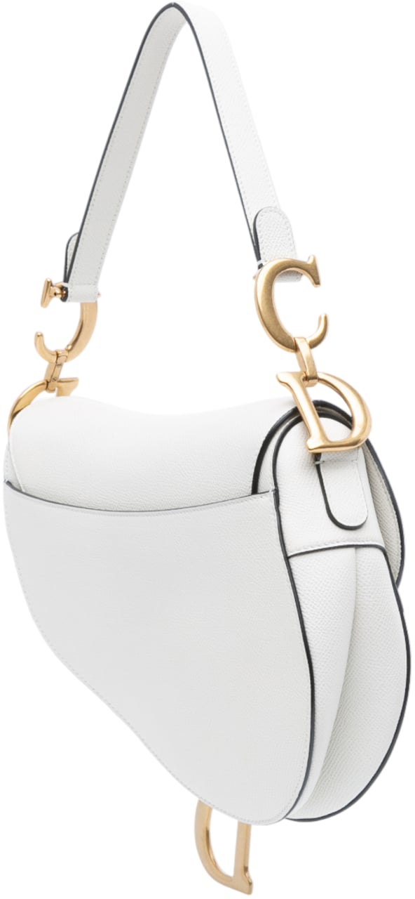 Dior Grained Calfskin Saddle Bag Wit