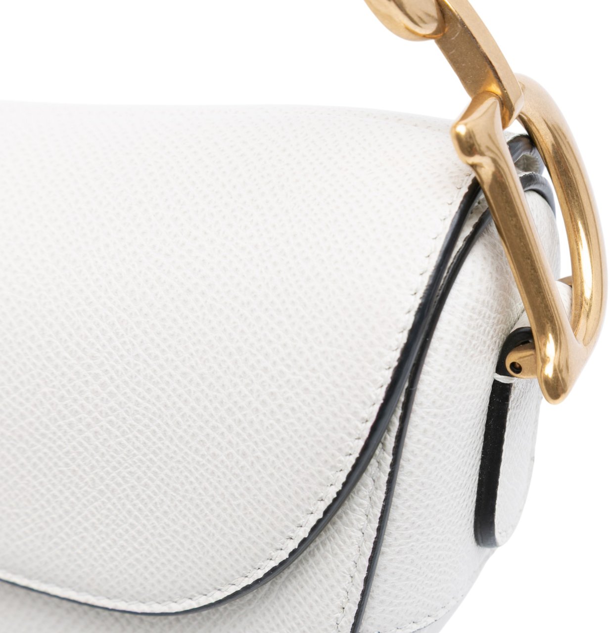 Dior Grained Calfskin Saddle Bag Wit